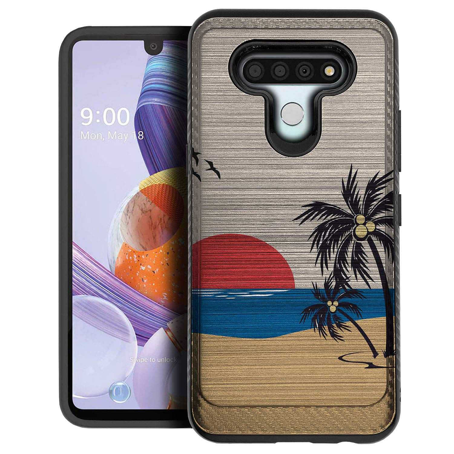 Premium Heavy Duty Armor Case for LG Stylo 6 - Brushed Matte Black with Sunset Accents | Shockproof Protective Cover | Perfect for Outdoor Adventures & Daily Use