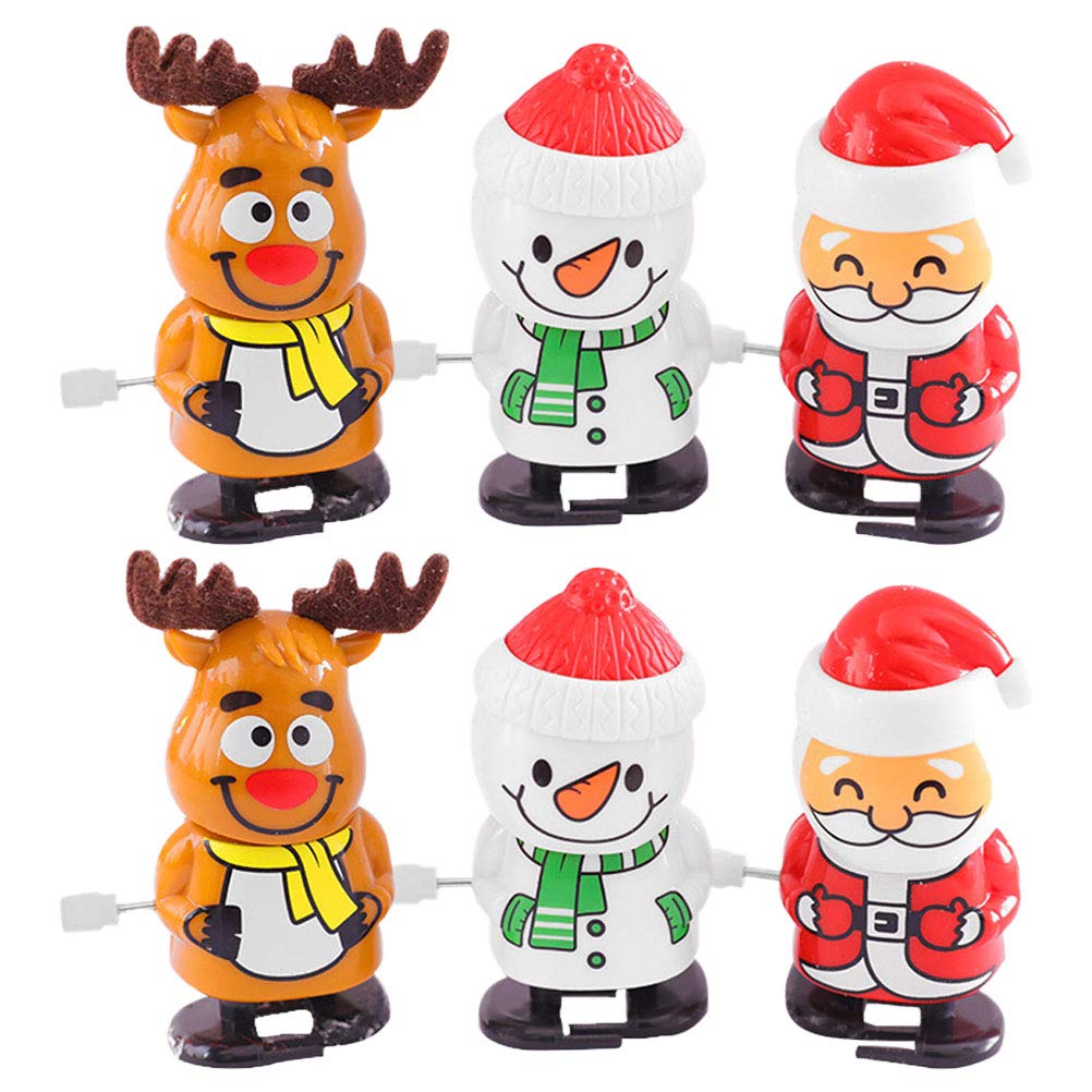 PRETYZOOM 6pcs Christmas Wind Up Toys - Kids Walking Toys, Xmas Cartoon Toys for Holiday Party Favors (Random Color) - Perfect for Christmas Stocking Stuffers, Gift Exchanges & Festive Decorations