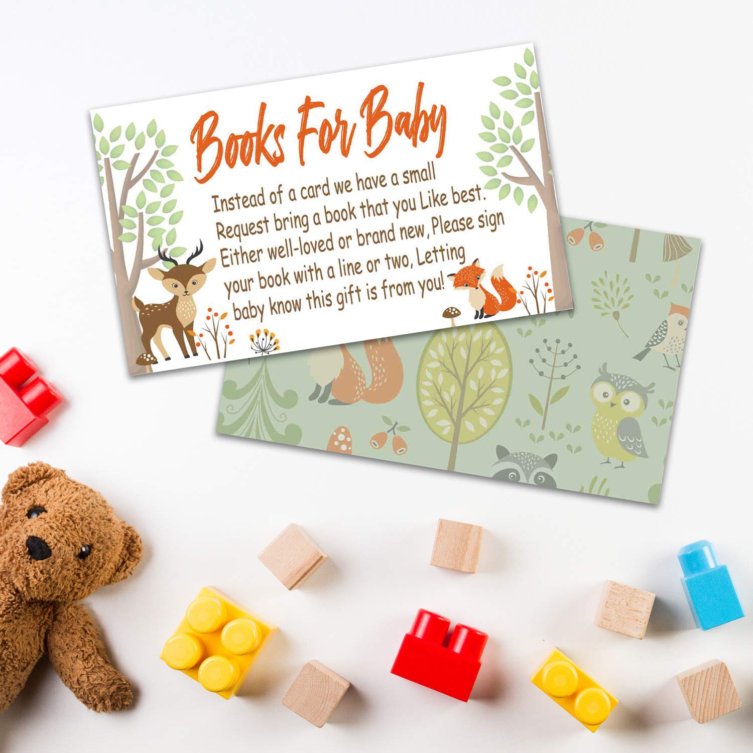 Woodland Creature Baby Shower Book Request Cards (50 Pack) - Perfect for Baby Shower Invitations, Gender Reveal Parties & Nursery Decor