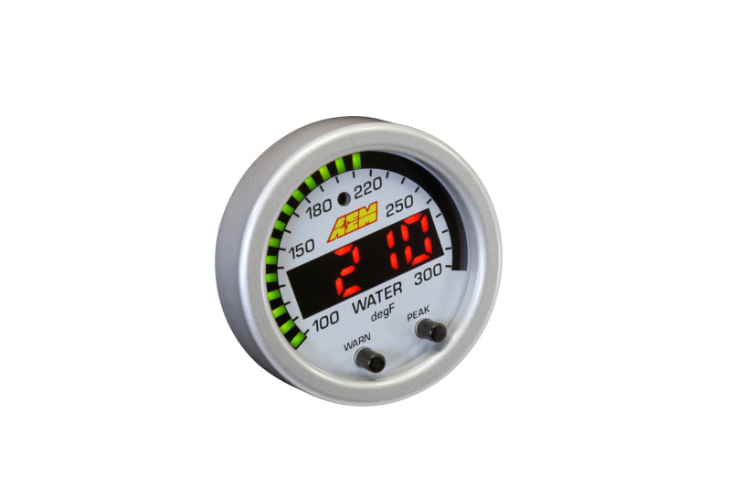 AEM X Series Temperature Gauge Kit 100-300F - Black Bezel & Water Temp Faceplate | Performance Monitoring for Cars, Trucks, Boats | Engine & Fluid Temperature Measurement
