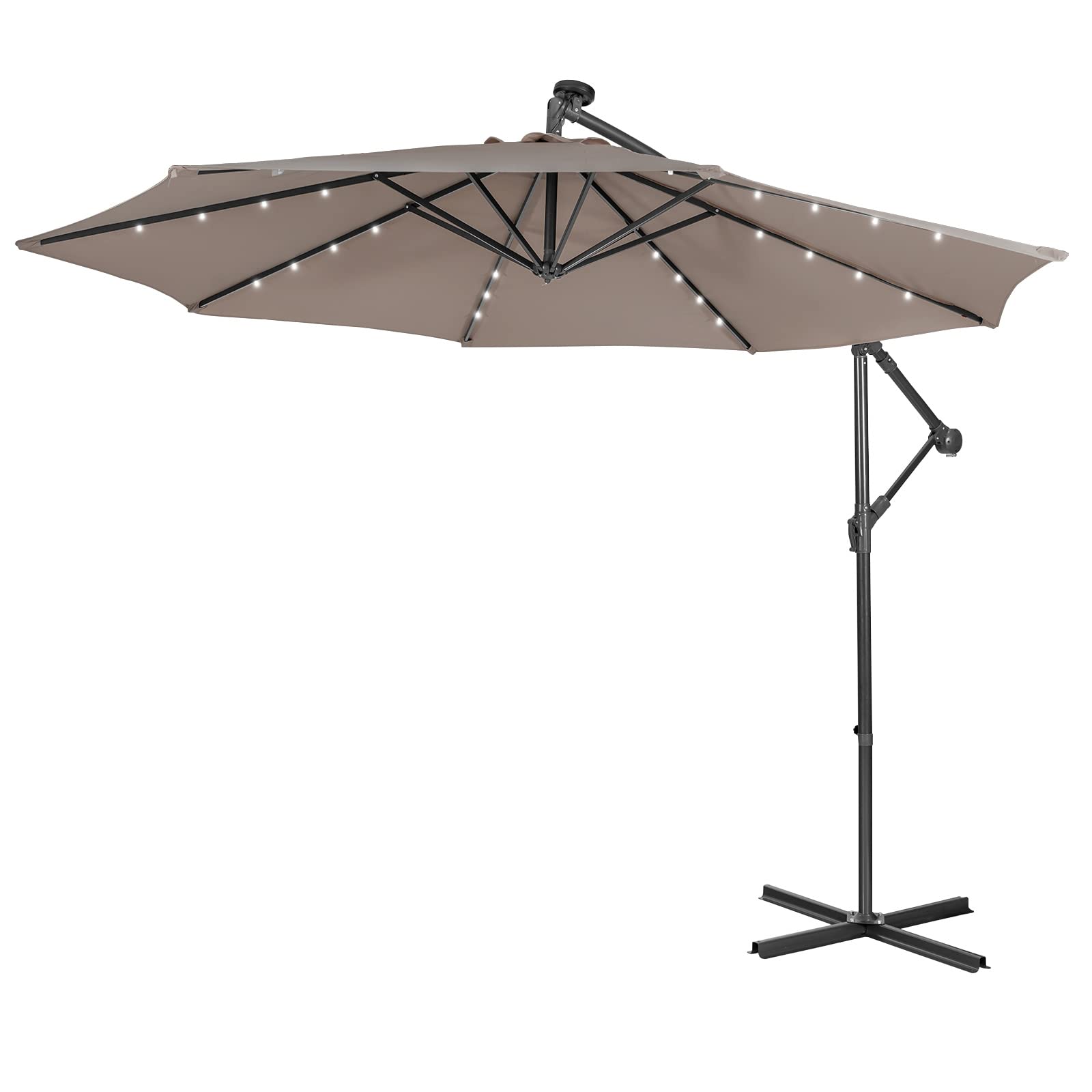 Giantex 10ft Solar LED Patio Umbrella with Tilt for Pool & Outdoor