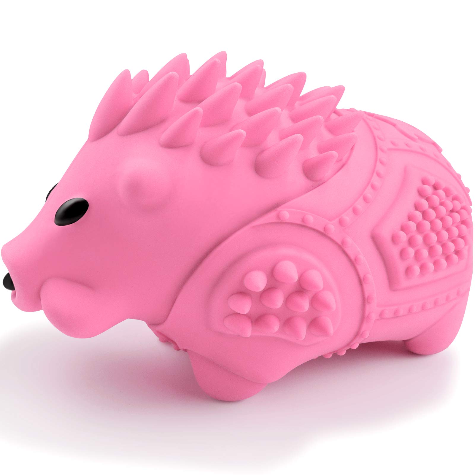 Joytale Indestructible Dog Chew Toys for Aggressive Chewers & Large Breeds - Tough Squeaky Rubber Chewing Toy for Teeth Cleaning (Pink) - Durable Puppy Playtime & Stress Relief for Energetic Dogs