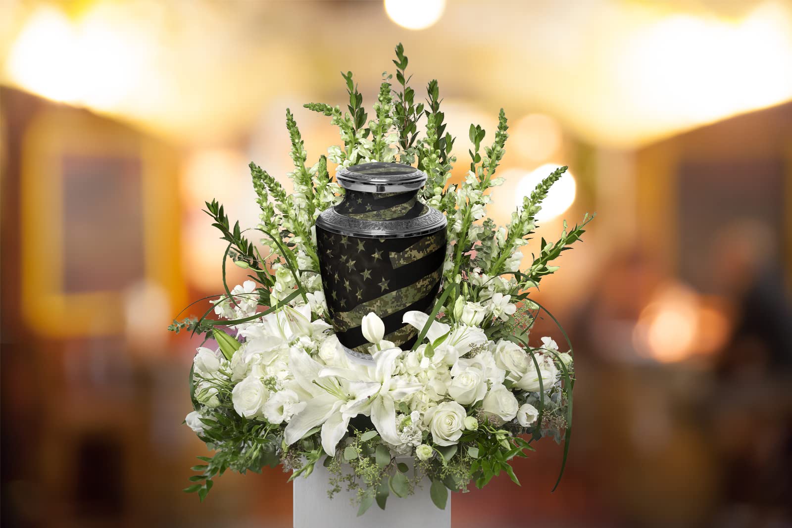 Military Digital Camo Cremation Urns for Men - Large Adult Human Ashes Urn for Funeral, Dad, Veterans - Perfect for Memorial Services & Home Display