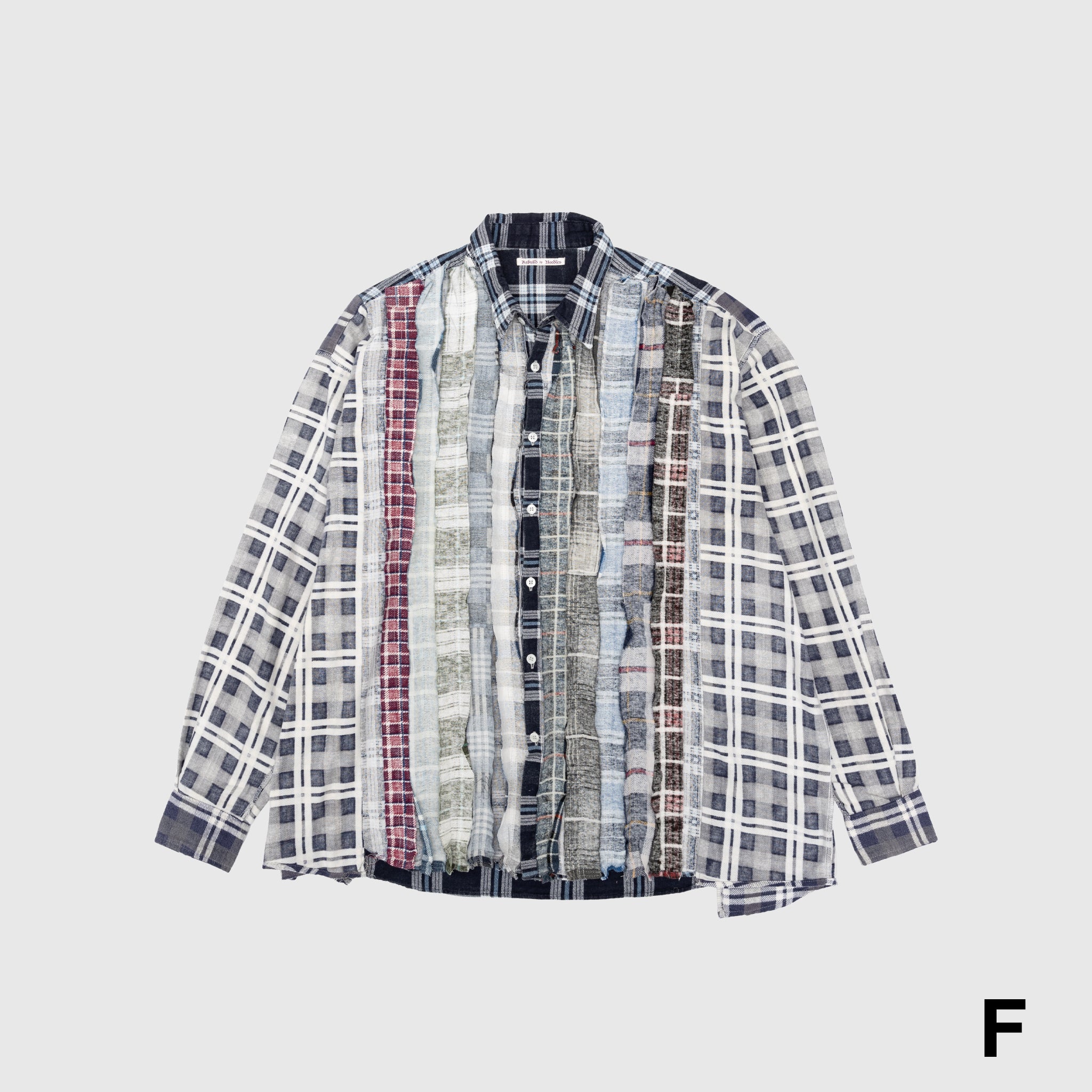 REBUILD BY NEEDLES I.O 7 CUTS Wide Flannel Shirt for Men - Vintage Plaid Button Down Shirt for Casual Wear & Street Style Outfits
