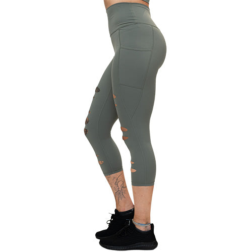 Tear It Up 2.0 High-Waisted Yoga Leggings | Dried Sage Color | Perfect for Workouts, Running & Lounge Wear