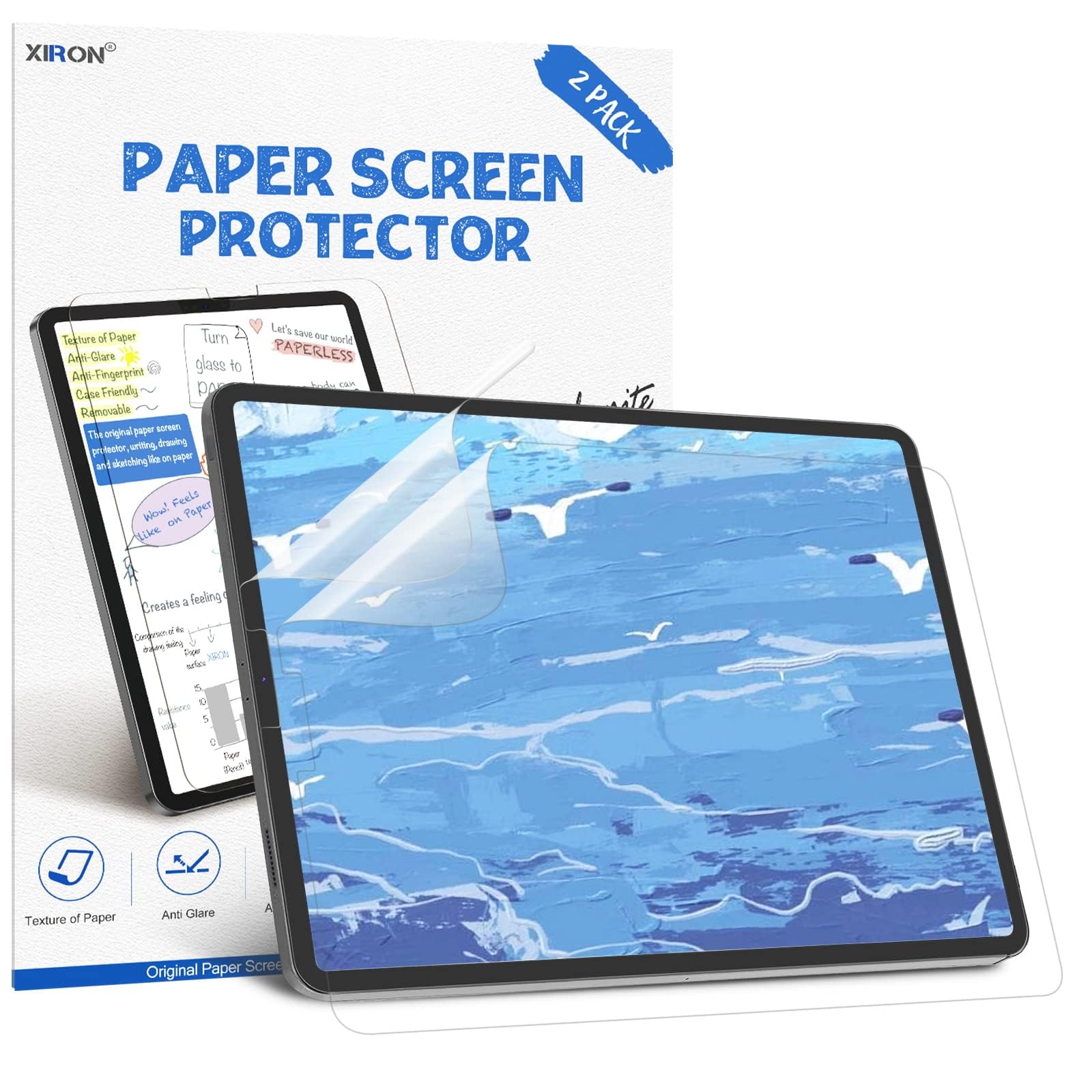 2 Pack Matte Paperfeel Screen Protector for iPad Pro 11 inch (2018-2022) & iPad Air 4th/5th Gen (10.9 inch 2020/2022) - Anti-Glare PET Film for Smooth Writing & Drawing - Perfect for Artists, Students & Office Work