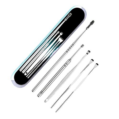 5-Piece Stainless Steel Ear Wax Cleaner & Acne Extractor Kit - Gentle Ear Cleaning Tools for Safe Earwax Removal and Blackhead Extraction - Perfect for Home Hygiene and Skincare Routine