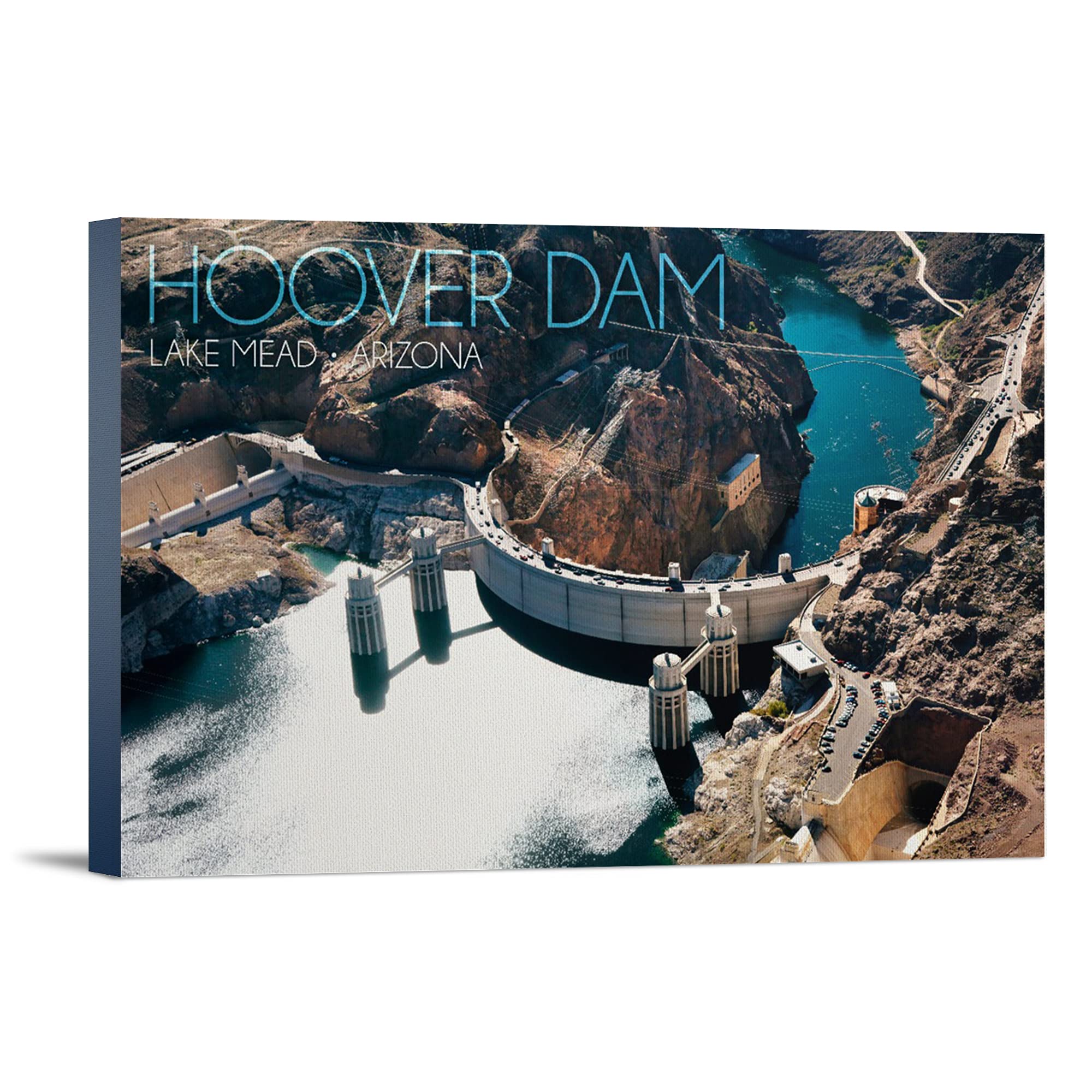 Lake Mead Arizona Hoover Dam Scenic View - 16x24 Wrapped Canvas Wall Art Decor for Living Room, Bedroom & Office