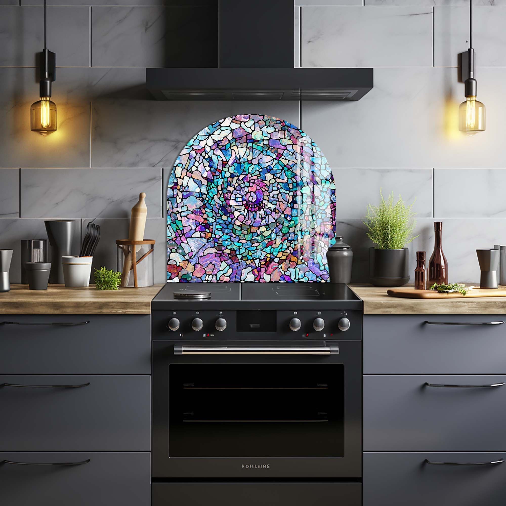 Ocean Mosaic Glass Splashback - Waterproof Kitchen Backsplash Tile for Stove & Sink Area - Easy to Clean & Heat Resistant - Perfect for Modern Home & Restaurant Decor