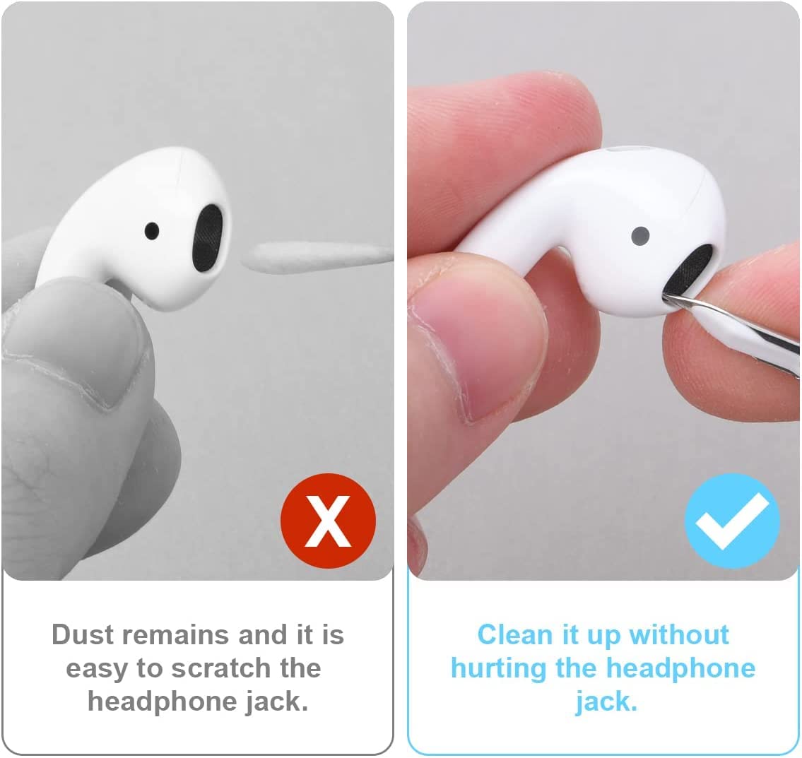 3-in-1 Bluetooth Earbuds Cleaning Pen Kit with Soft Brush - Wireless Earphones & Headphones Cleaner for AirPods, Charging Case, Computer Keyboard & Camera Lens - Perfect for Home, Office & Travel Use