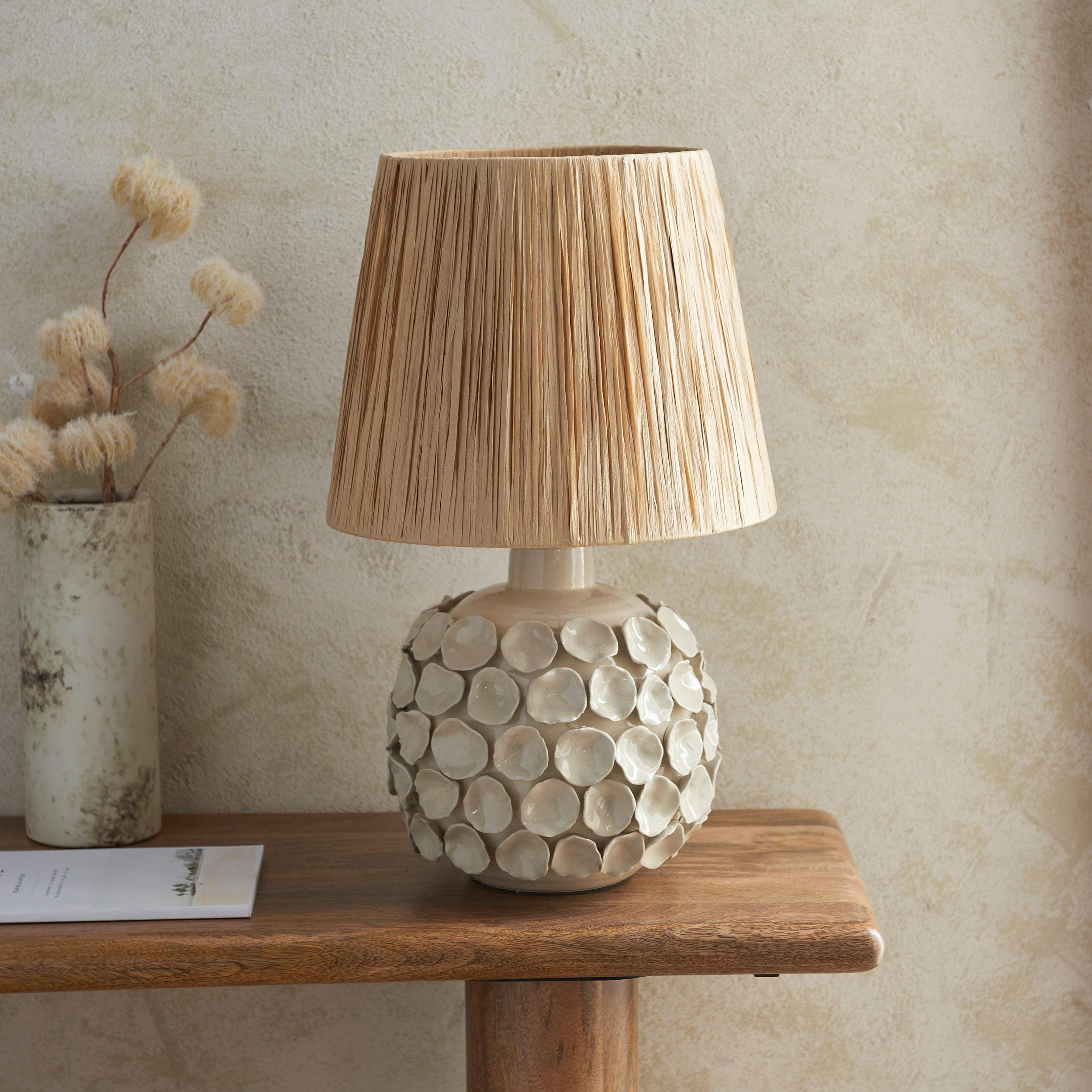 Borello & Raffia 32cm Natural Raffia Lampshade - Handwoven Eco-Friendly Lighting for Bedroom, Living Room & Patio Decor