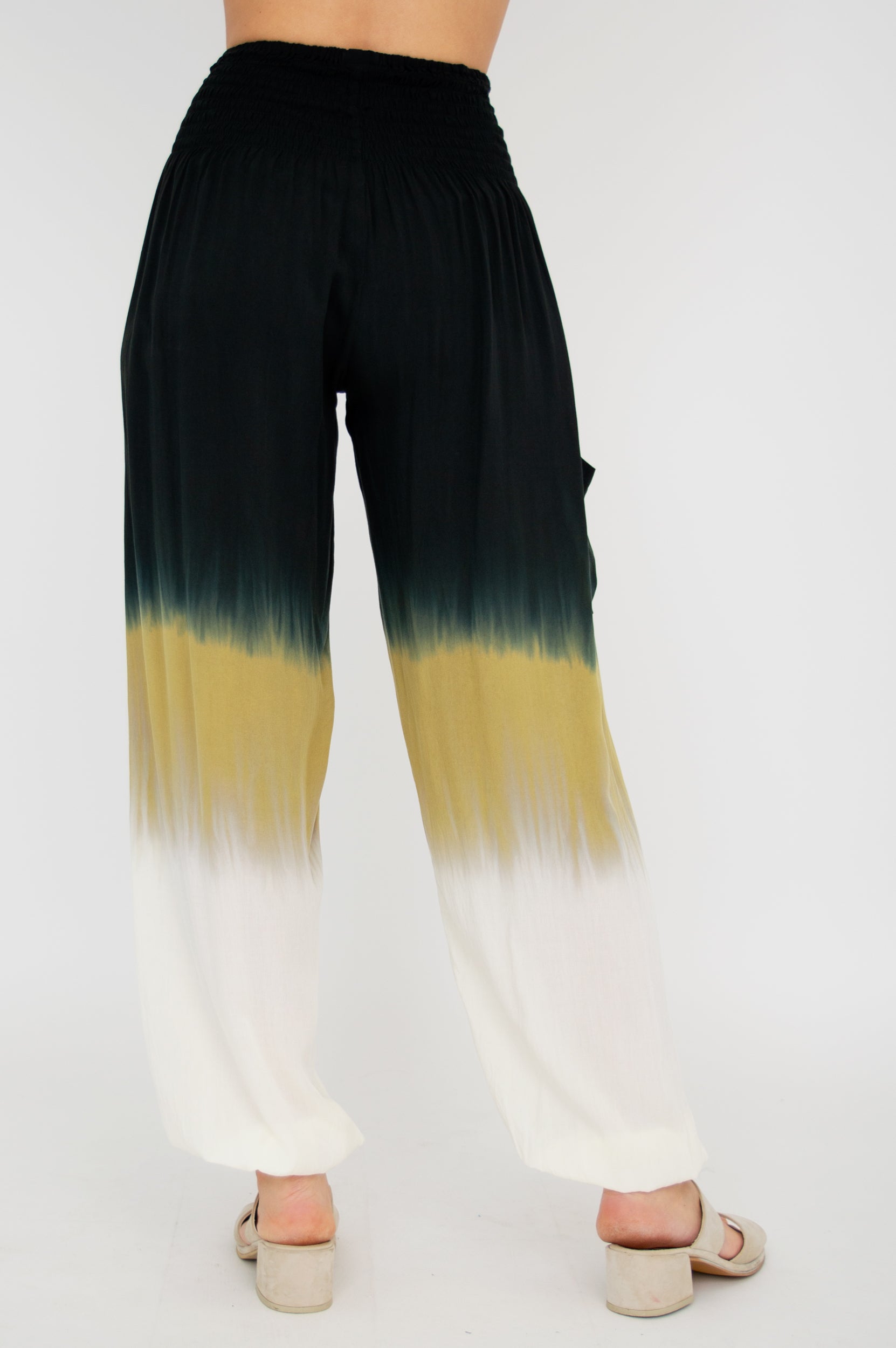 Embra Pants for Women - Black Dip Dye High Waisted Yoga Pants with Side Pockets | Perfect for Yoga, Gym Workouts & Lounge Wear