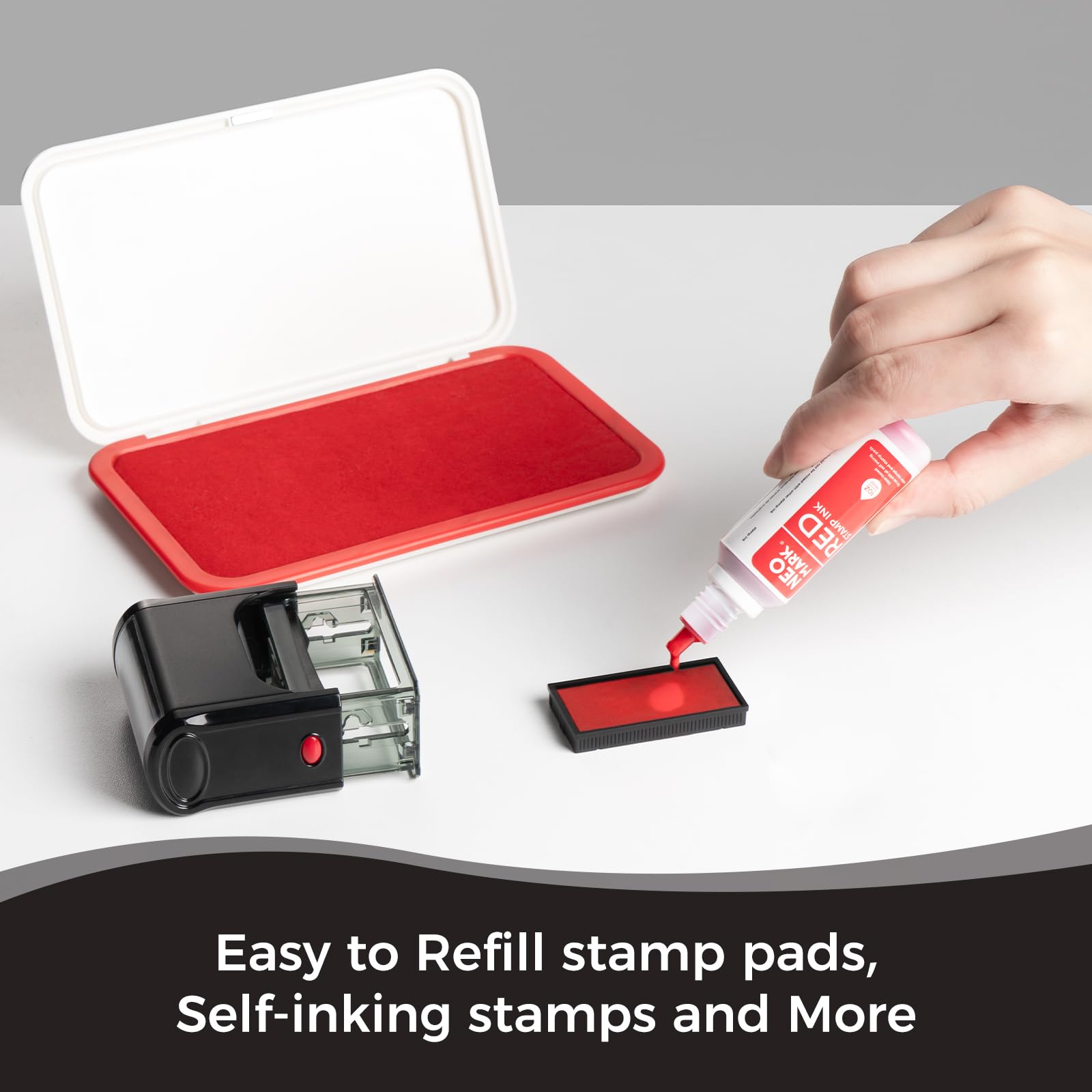 Premium Quick-Drying Stamp Ink - AP Certified Non-Toxic Red Ink Refill (1oz) for Self-Inking Stamps, Date Stamps & Stamp Pads | Perfect for Office Documents, Crafting & DIY Projects