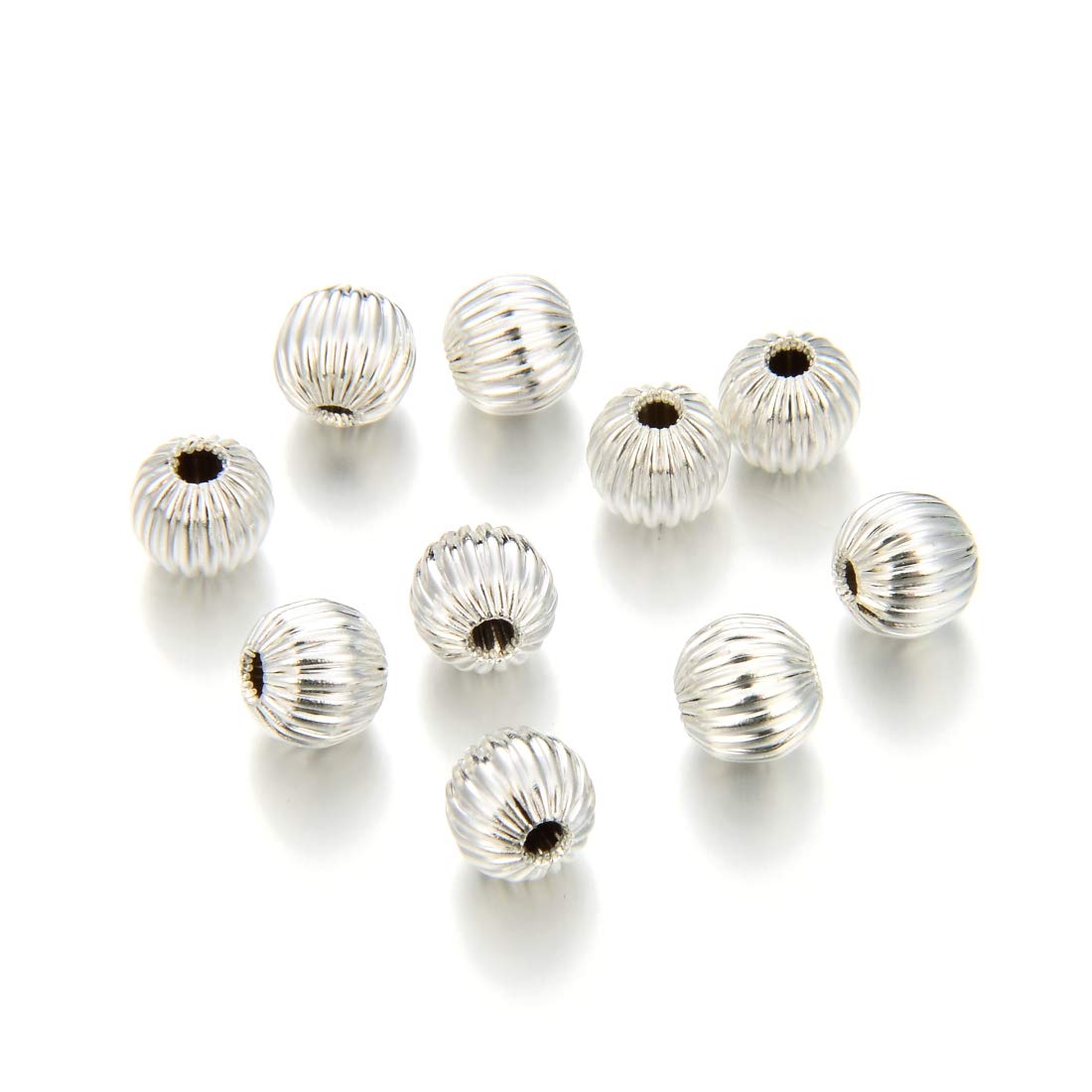 100pcs 4mm Round Spacer Beads - Sterling Silver Plated Brass Jewelry Making Supplies for DIY Bracelets, Necklaces & Craft Projects | Melon Design Tiny Loose Beads CF109-4