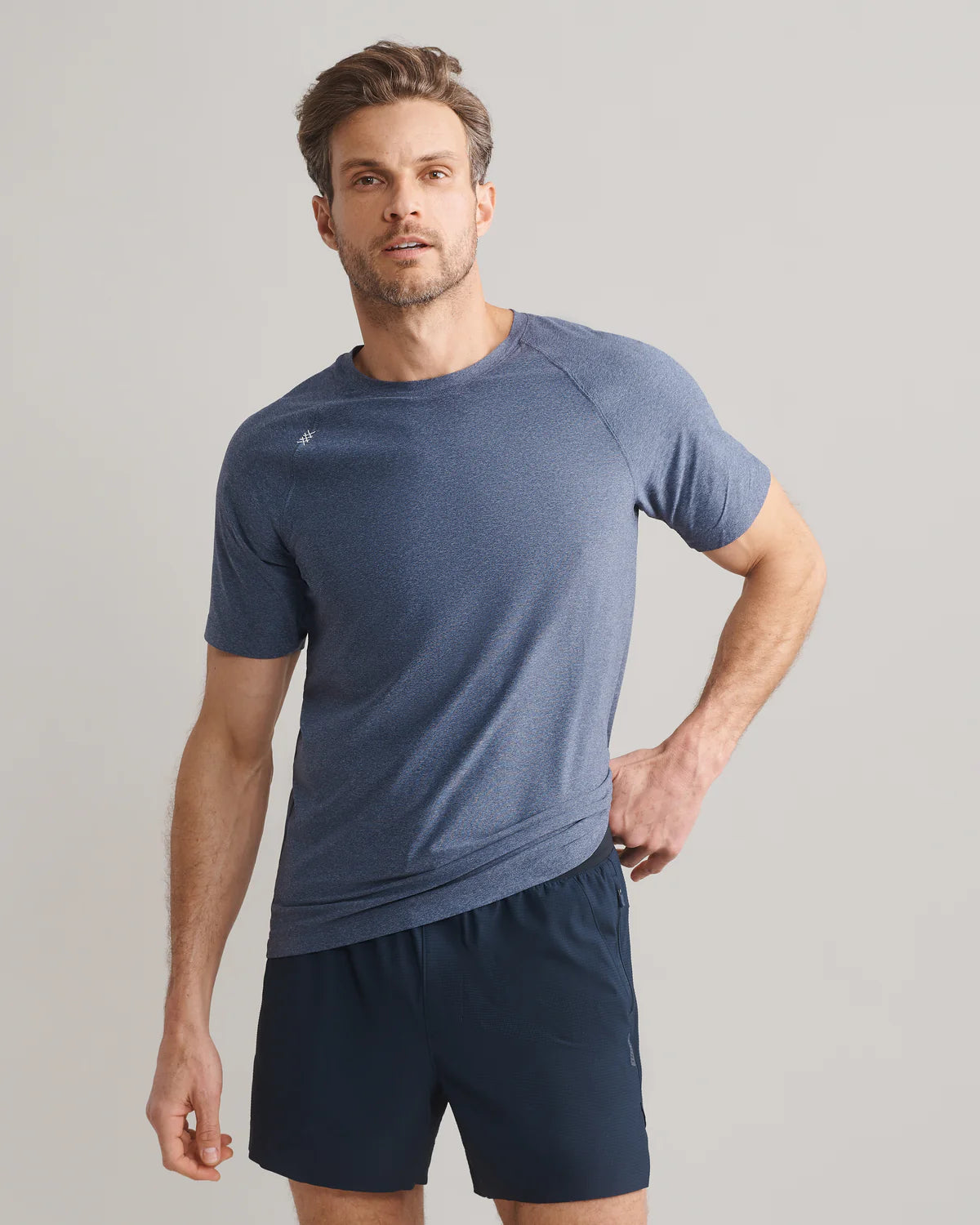 Rhone Men's Reign Trim Fit T-Shirt - Midnight Heather | Moisture-Wicking, Breathable Workout & Gym Shirt for Running, Training & Casual Wear