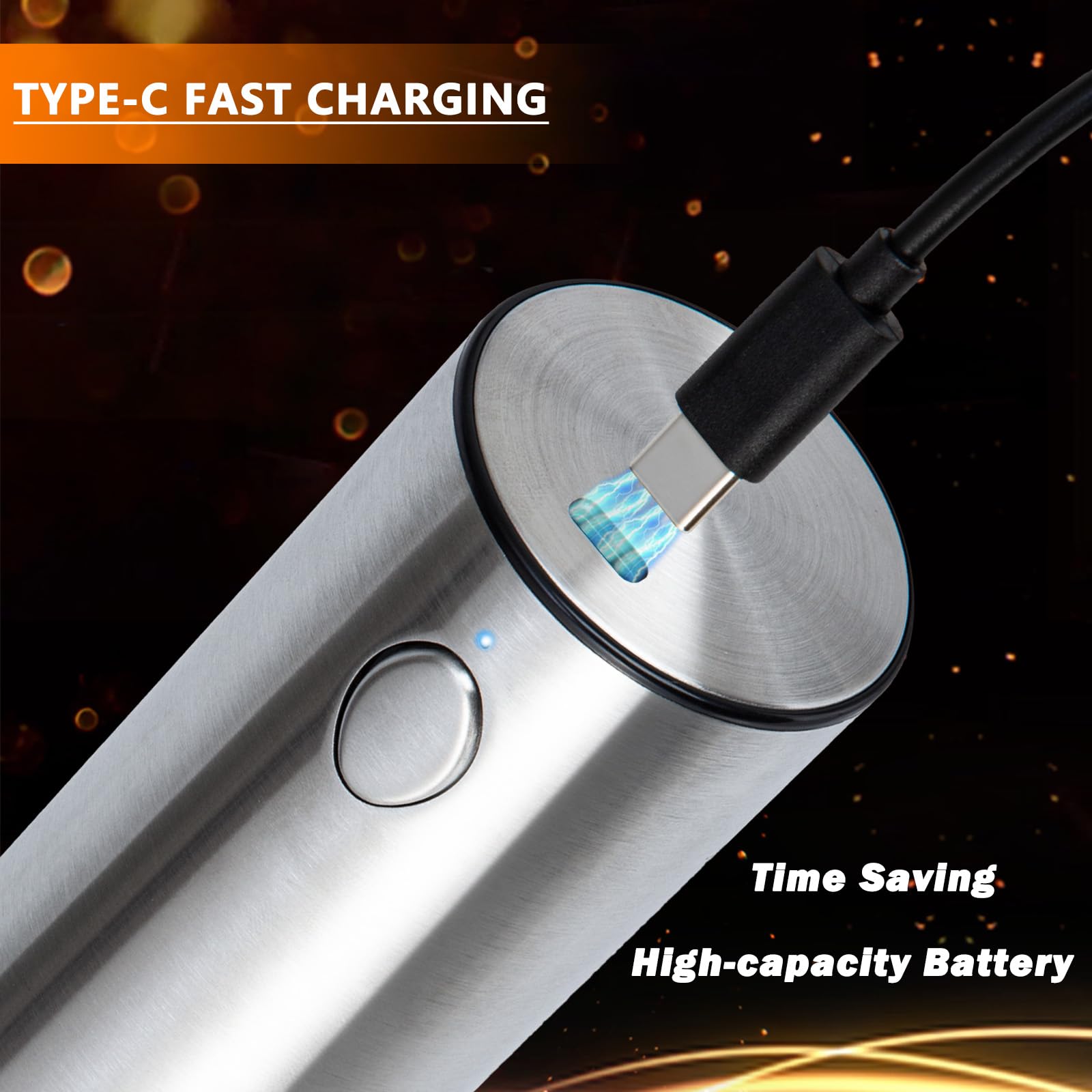 Rechargeable Electric Salt and Pepper Grinder Set (2 Pack) - Stainless Steel Automatic Mills with Adjustable Coarseness & LED Light - Refillable Kitchen Spice Shakers for Cooking, Dining & Home Use - Silver