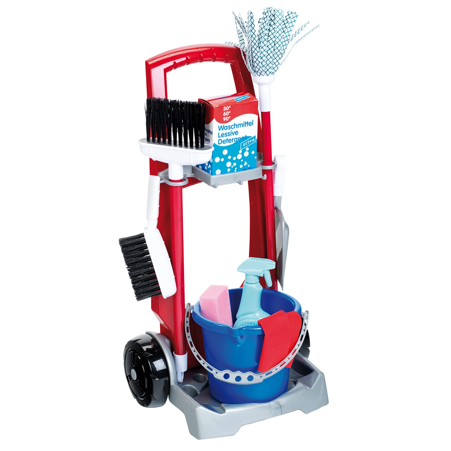 Theo Klein Kids Cleaning Trolley Toy Set - Pretend Play Cleaning Cart with Mop, Broom & Accessories - Educational Role Play Toy for Toddlers & Preschoolers (Ideal for Indoor Play, Housekeeping Games & Early Childhood Development)