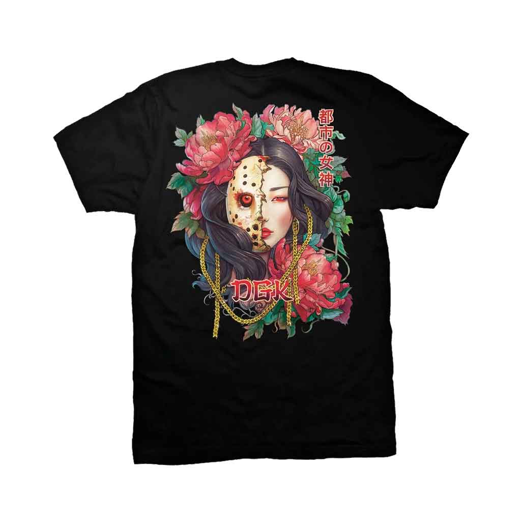 DGK Demon Goddess Graphic T-Shirt for Women - Black Cotton Tee - Streetwear Fashion for Casual Wear & Urban Style
