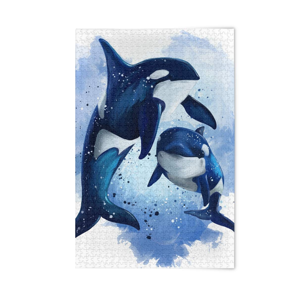 1000 Piece Jigsaw Puzzle for Adults & Kids - Two Killer Whales Ocean Scene, Challenging Wooden Puzzle with Storage Bag - Perfect for Family Game Night, Stress Relief & Home Entertainment
