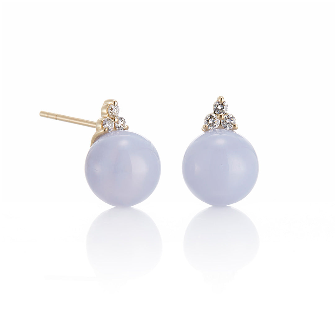 Blue Lace Agate & Diamond Madison Earrings - Elegant Dangle Earrings for Women, Perfect for Weddings, Parties & Special Occasions