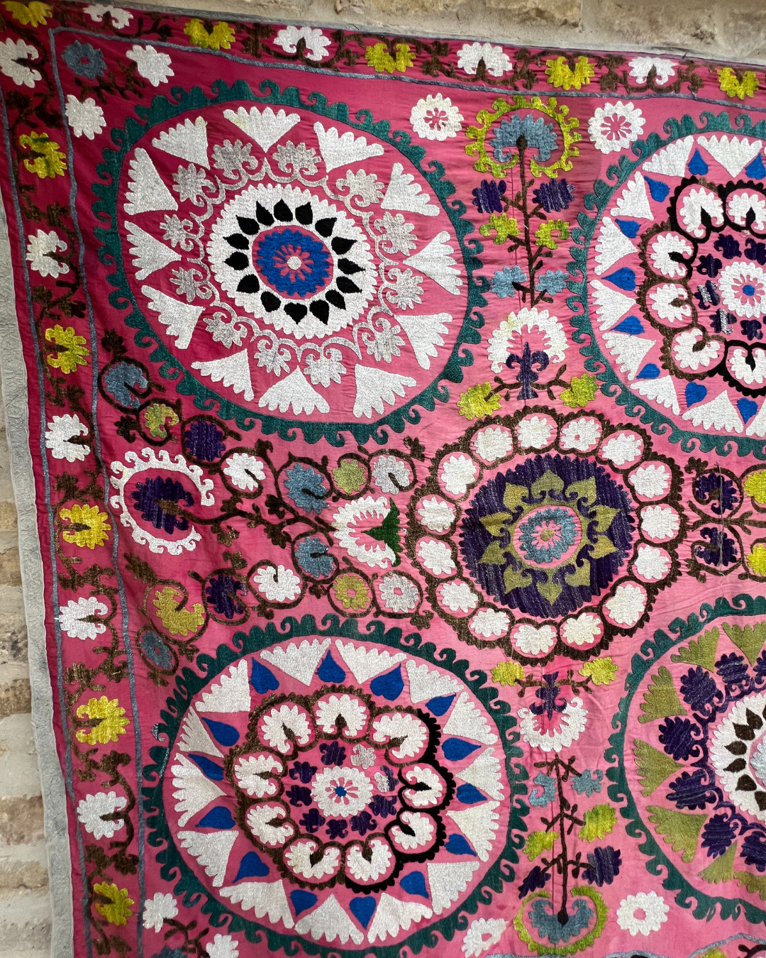 Extra Large Suzani 08 - Handmade Turkish Cotton Throw Blanket for Sofa, Bed & Home Decor | Perfect for Boho Chic, Farmhouse & Cozy Living Room Style