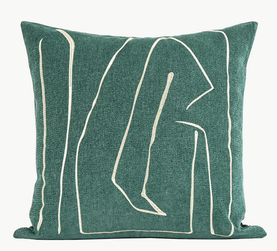 Modern Abstract Green Geometric Square Throw Pillows - Large Decorative Couch Pillows for Contemporary Interior Design | Perfect for Living Room Sofa, Bedroom Decor & Home Styling