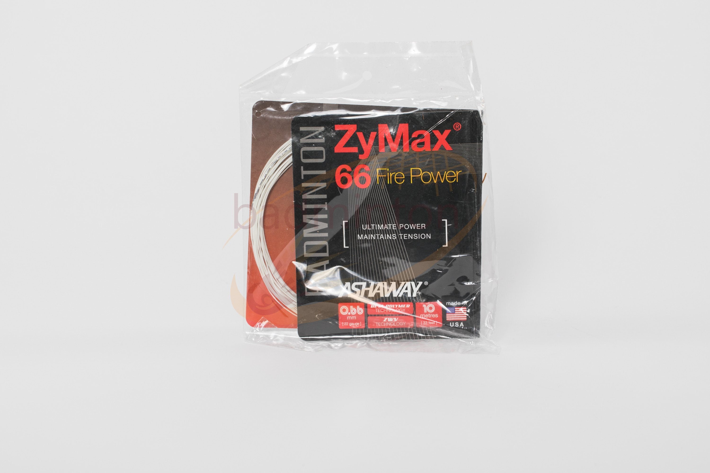 Ashaway ZyMax 66 Fire Power (0.66mm) High-Performance Badminton String - Perfect for Competitive Play & Tournament Matches