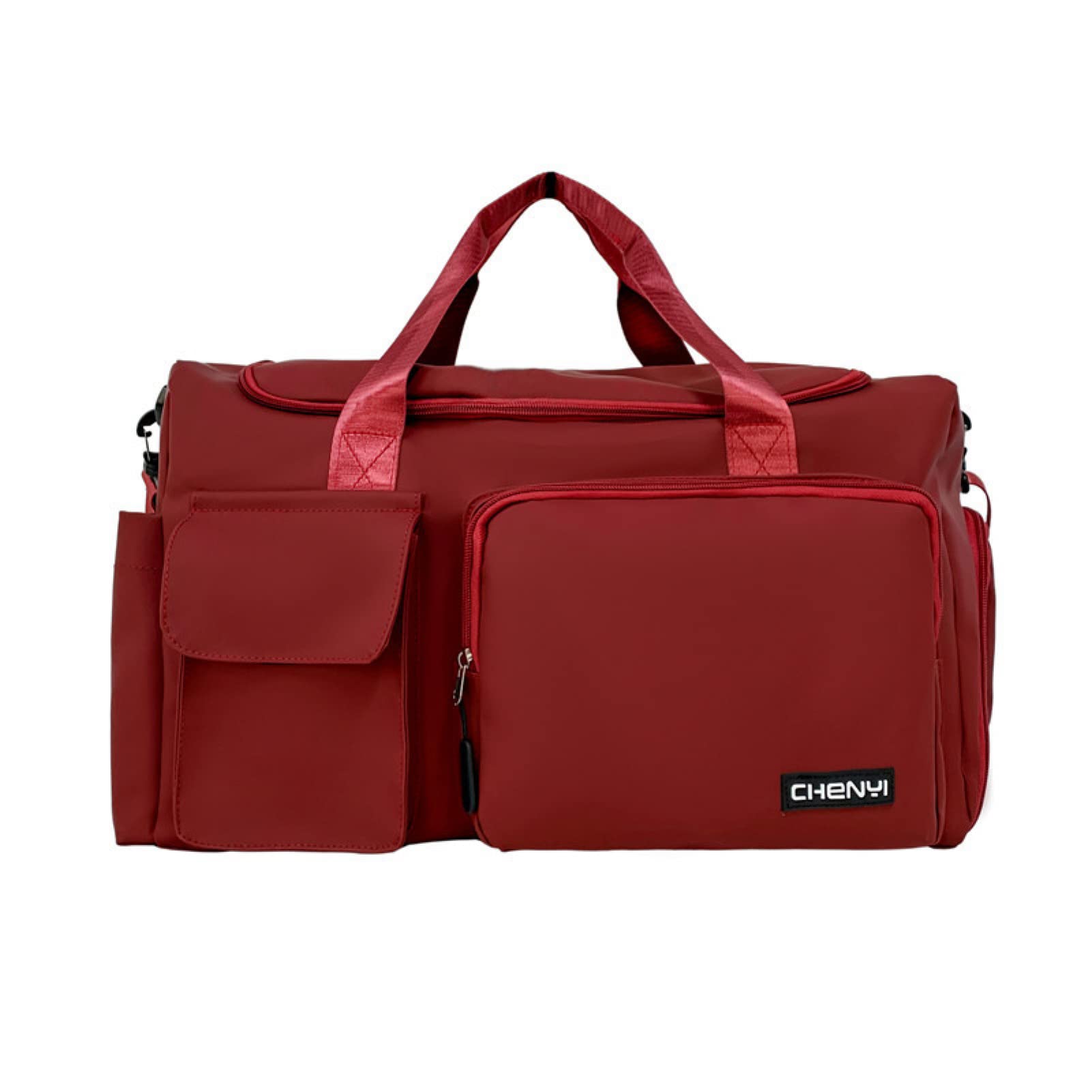 Foldable Travel Gym Bag with Dry & Wet Separation - Lightweight Sports Handbag for Short Trips, Workouts & Outdoor Activities - Red