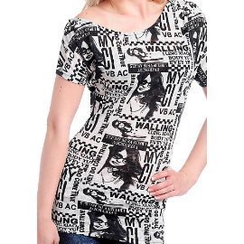 Stylish Black and White Fringed Tunic Shirt with Back Print - Perfect for Casual Outings, Parties & Boho Fashion