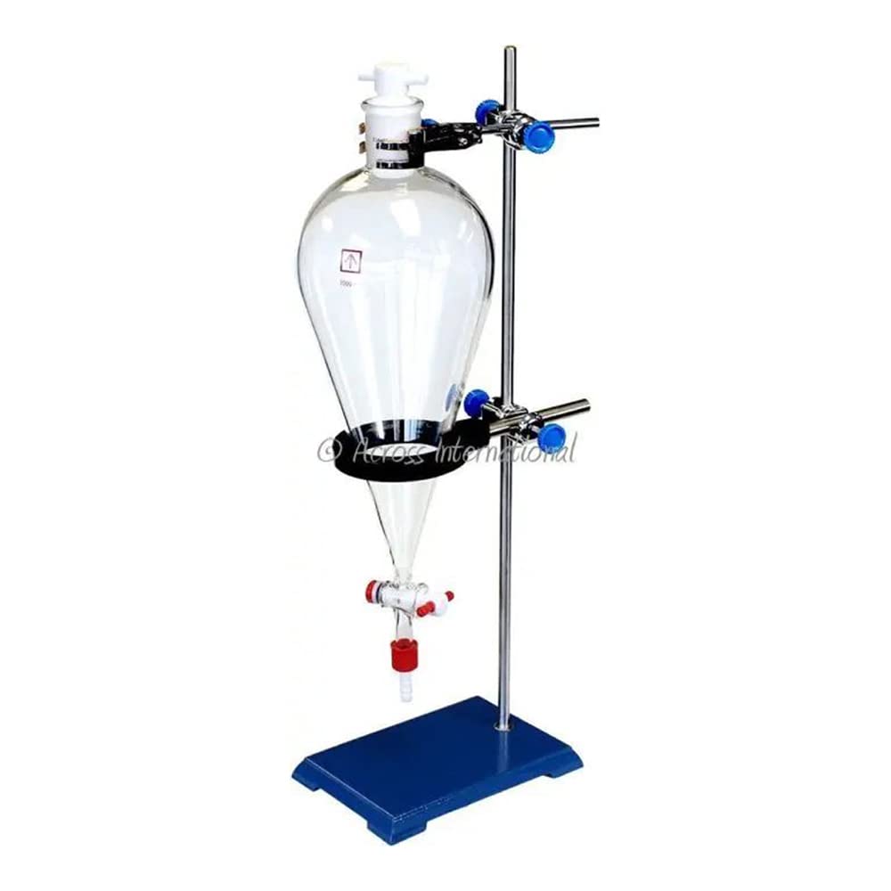 2L Glass Separator Funnel Kit with PTFE Valves - Laboratory Grade Chemical Separation Equipment for Essential Oil Extraction, Home Brewing & Science Experiments