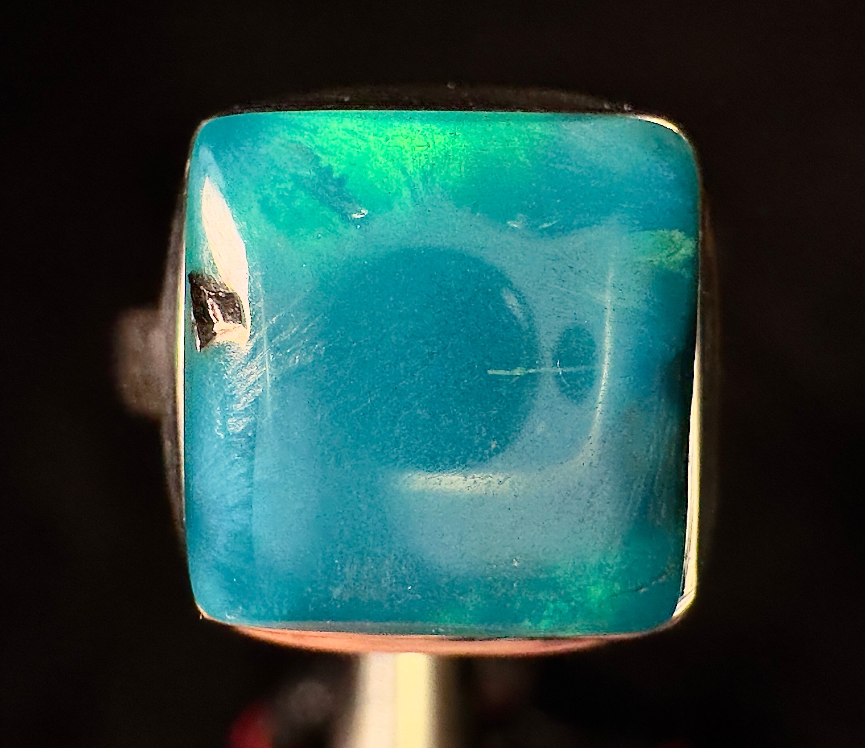 GEM SILICA Crystal Ring Size 6 - Square Rare Polished Chrysocolla Sterling Silver Gemstone Ring from Arizona | Elegant Jewelry for Women, Perfect for Weddings, Parties & Special Occasions