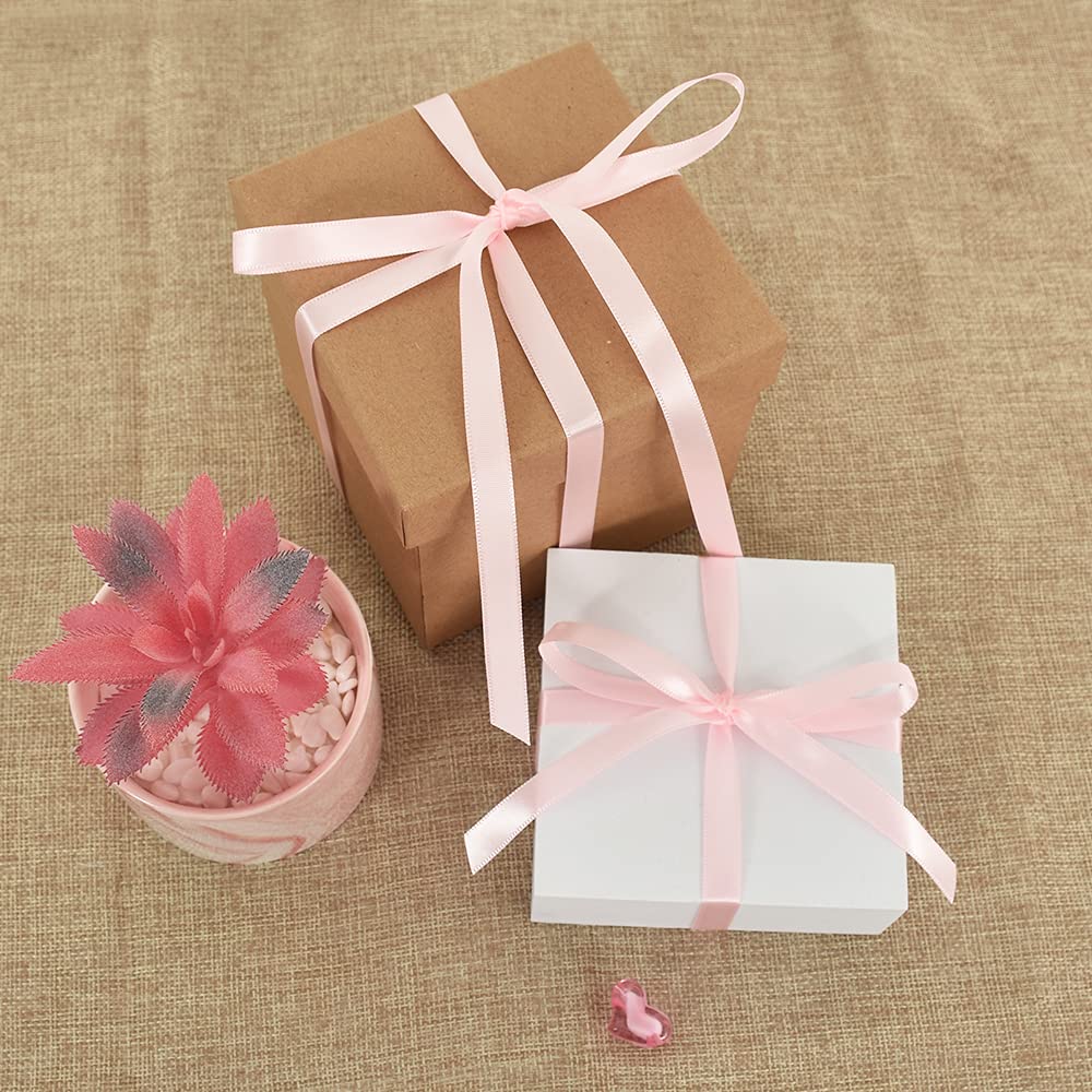 TONIFUL 3/8 Inch x 100 Yards Light Pink Satin Ribbon Roll - Thin Solid Fabric Ribbon for Gift Wrapping, Wedding Decorations, Floral Arrangements, Hair Bows, Balloons & Craft Projects - Perfect for Valentine's Day, Party Invitations & Bouquet Decor
