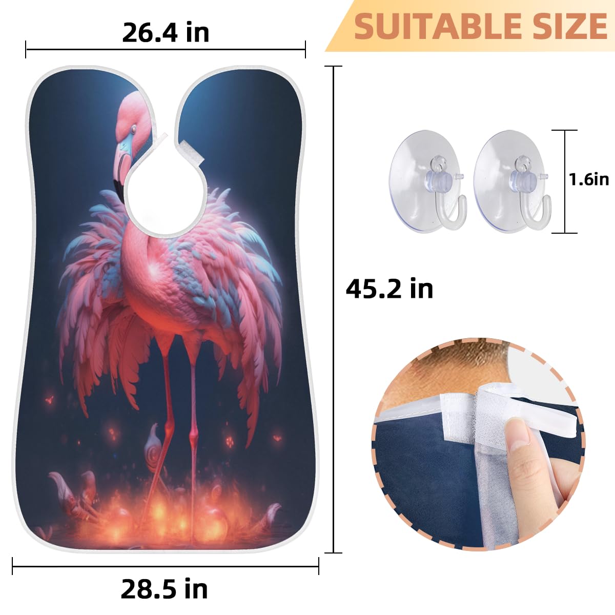 Stylish Flamingo Beard Shaving Bib for Men & Women - Waterproof Hair Dye Apron, Makeup Cape & Barber Accessory - Perfect for Home Grooming, Salon Use & Sink Hair Cleanup (Great Gift for Barbers & Stylists)
