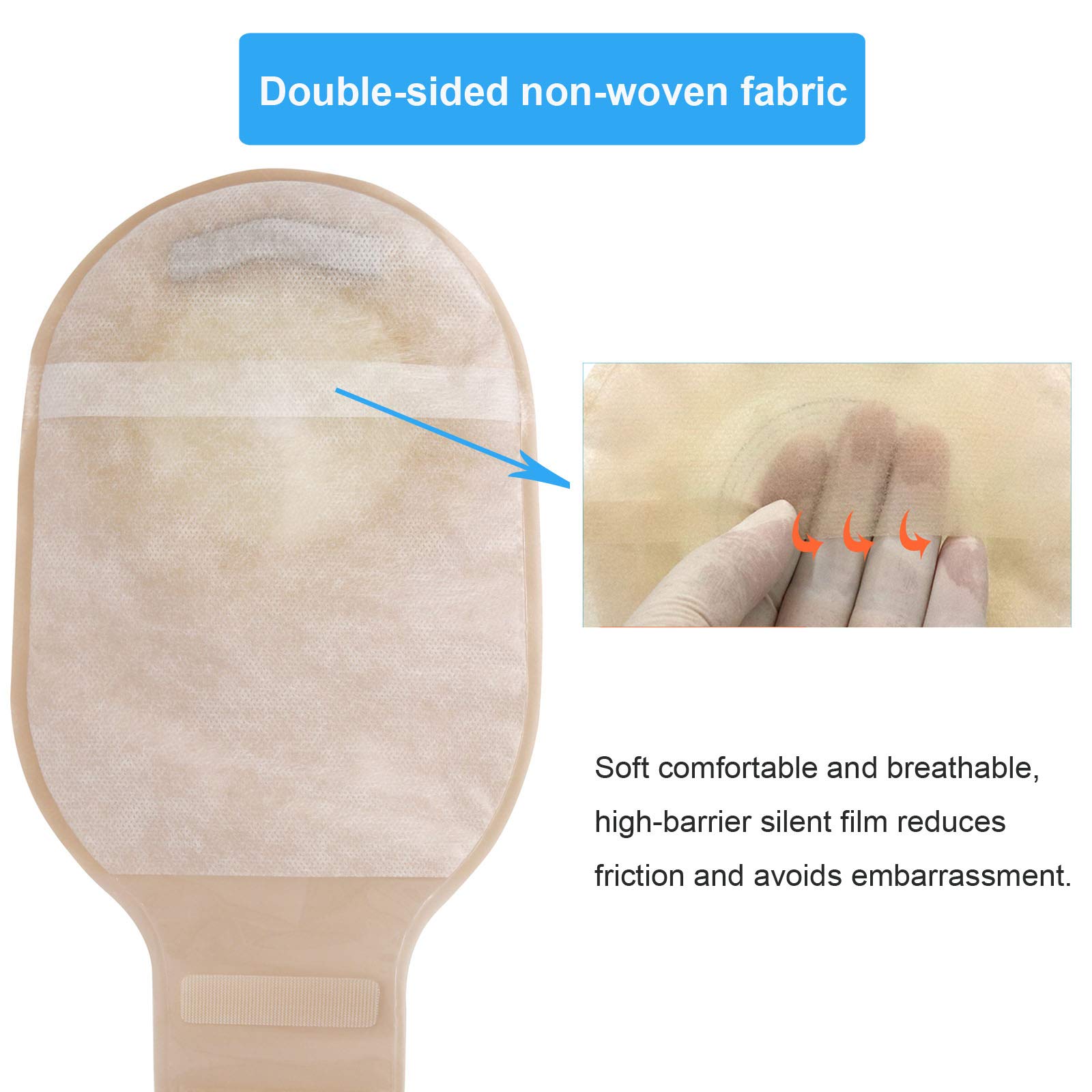 One Piece Ostomy Colostomy Bags - Drainable Pouches for Ostomy Care & Incontinence (70mm Cut Size, Pack of 10) - Ideal for Ileostomy Supplies, Post-Surgery Recovery & Daily Comfort