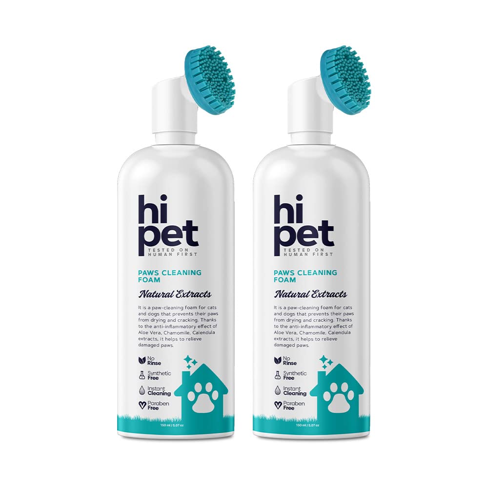 Pet Paw Cleaner Foam with Built-in Scrubber Brush - Dog & Cat Paw Washer & Moisturizer - Easy-to-Use Bottle Design for Clean Paws After Walks (2-Pack) - Perfect for Outdoor Adventures, Muddy Trails & Indoor Cleaning