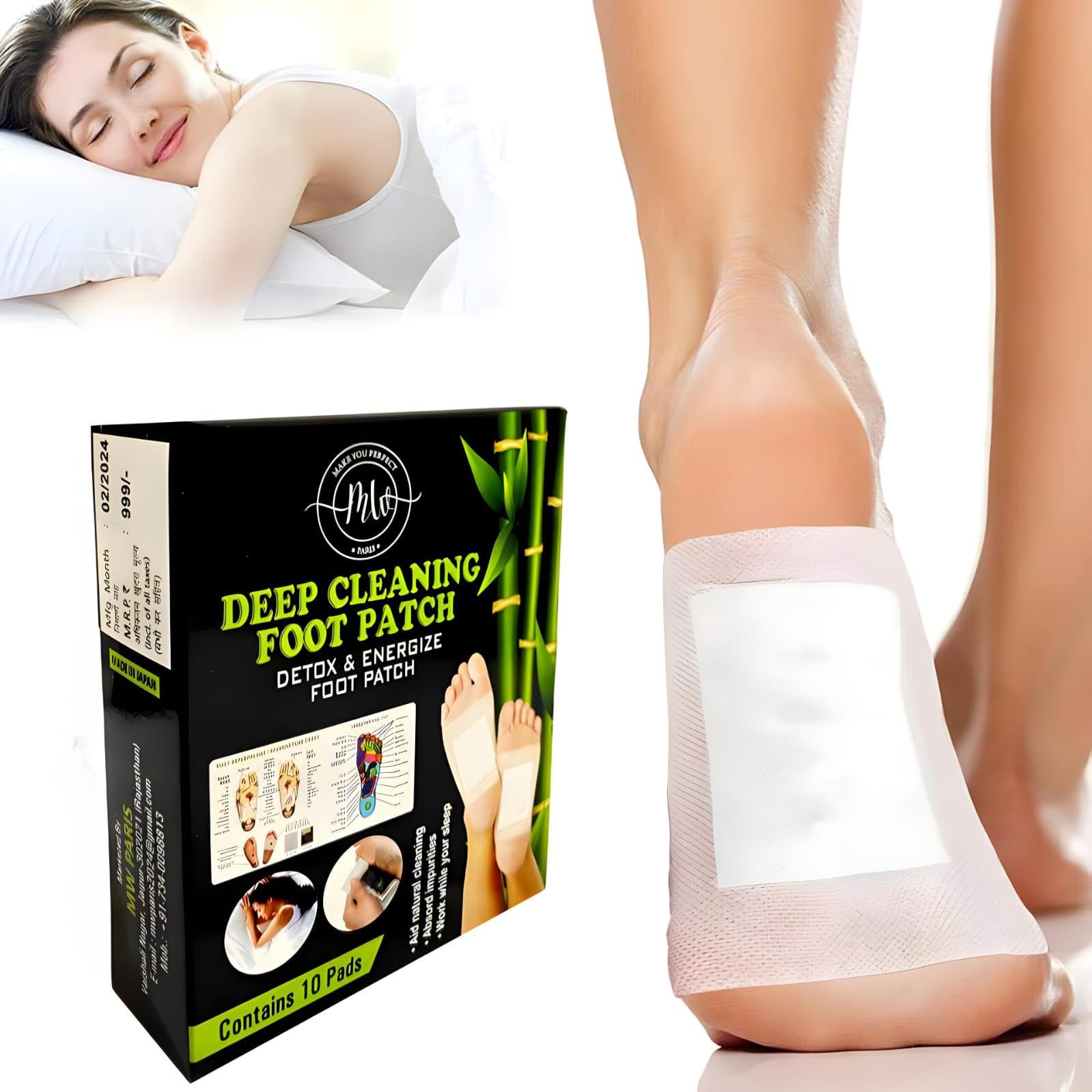 MW PARIS Detox & Energize Foot Patch - Natural Pain Relief & Toxin Cleansing Foot Pads for Stress Relief & Better Sleep | Detoxifying Foot Patches for Men & Women (10 Patches/Box) | Perfect for Nighttime Use, Post-Workout Recovery & Travel Wellness
