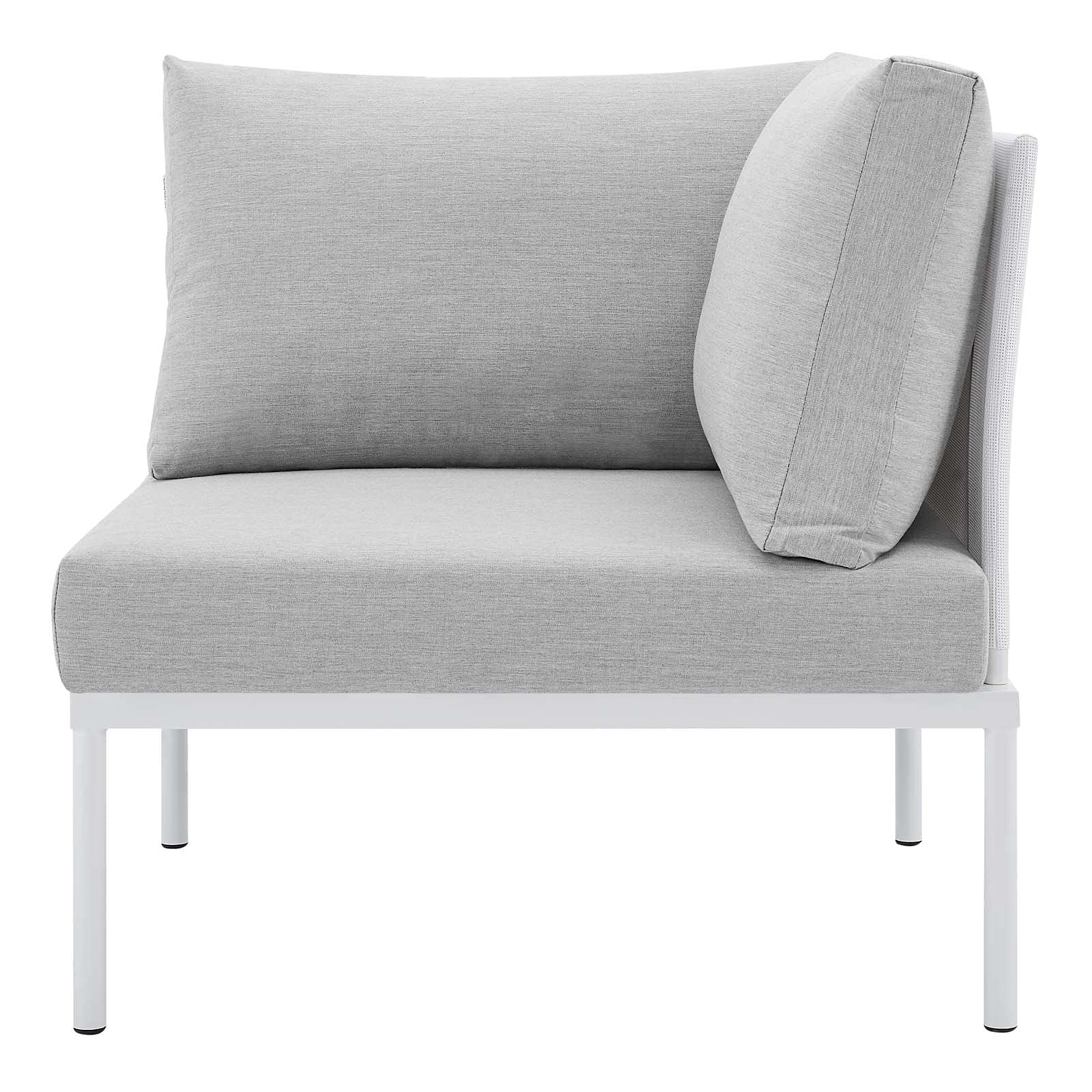 Modern Outdoor Patio Lounge Sectional Sofa Set with Chair & Table - Aluminum Frame in White & Gray - Perfect for Backyard, Poolside & Garden Relaxation