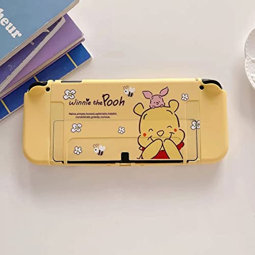 ENFILY Winnie the Pooh Case Compatible with Nintendo Switch OLED - Dockable Protective Cover, Soft TPU Ergonomic Joycon Skin Set - Perfect for Gaming, Travel, and Home Entertainment