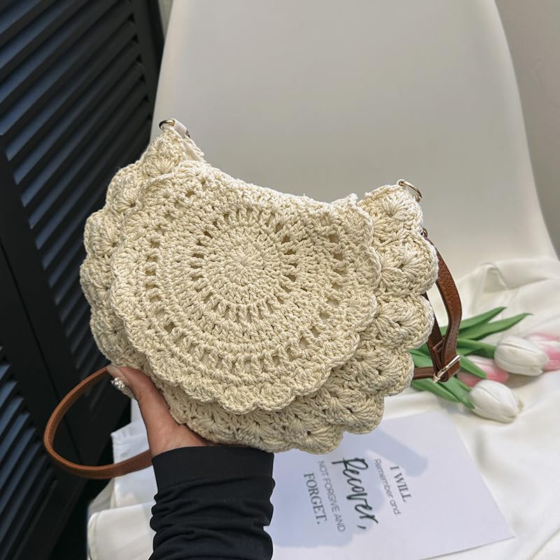 KARRESLY Women's Crossbody Cotton Woven Beach Bag - Summer Straw Clutch Purse & Small Hobo Handbag for Casual Outings, Travel & Shopping