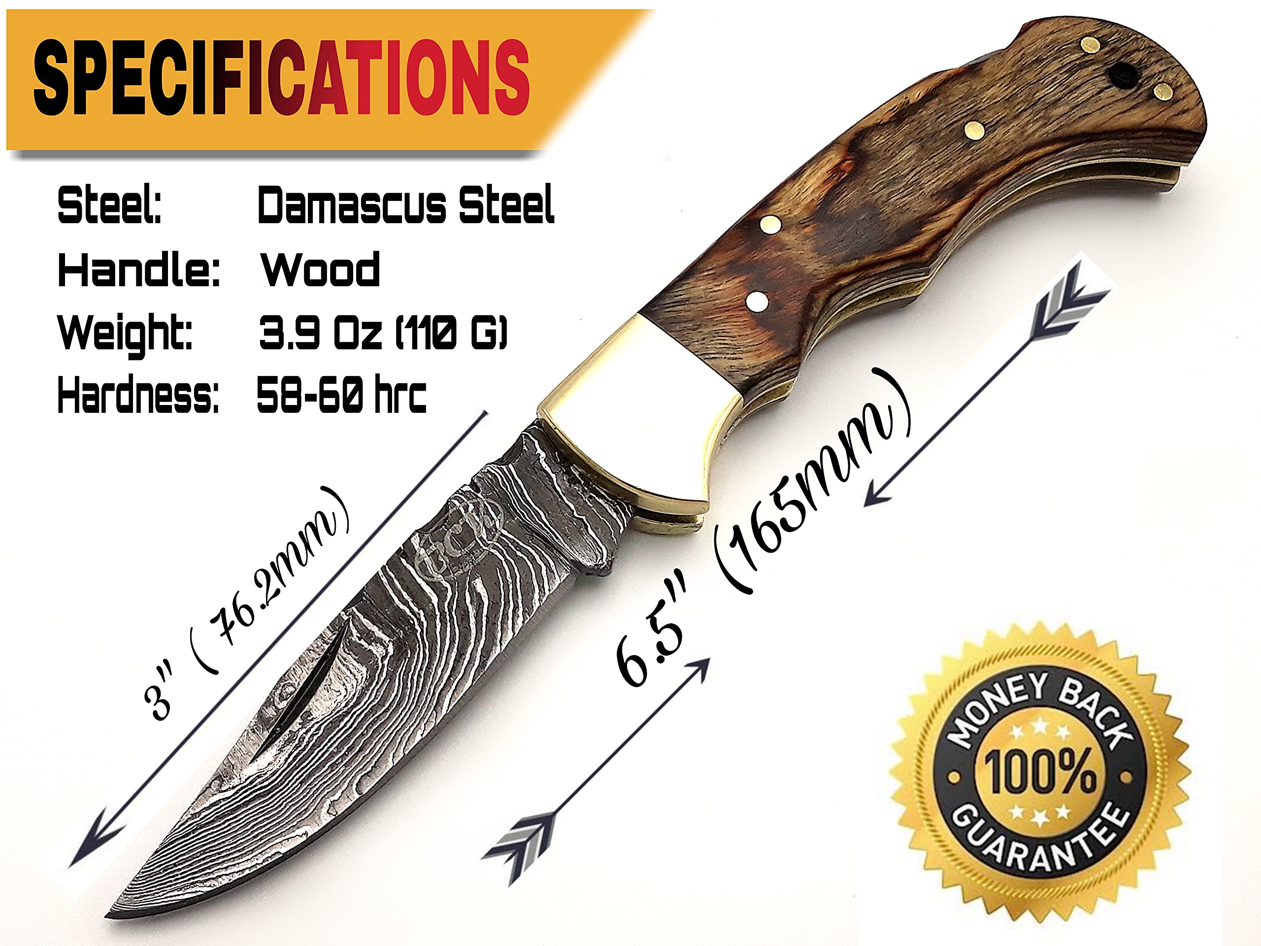 BCK 4-Piece Damascus Pocket Knife Set - 6.5