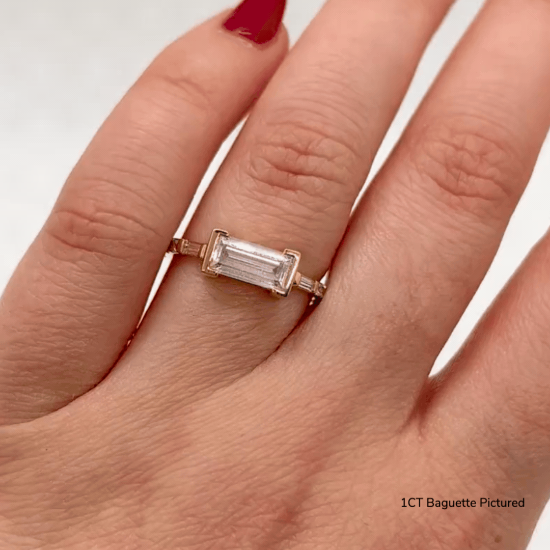 Stylish Baguette East West Ring for Women - Elegant Stackable Gold or Silver Minimalist Band - Perfect for Everyday Wear, Gift Giving & Special Occasions