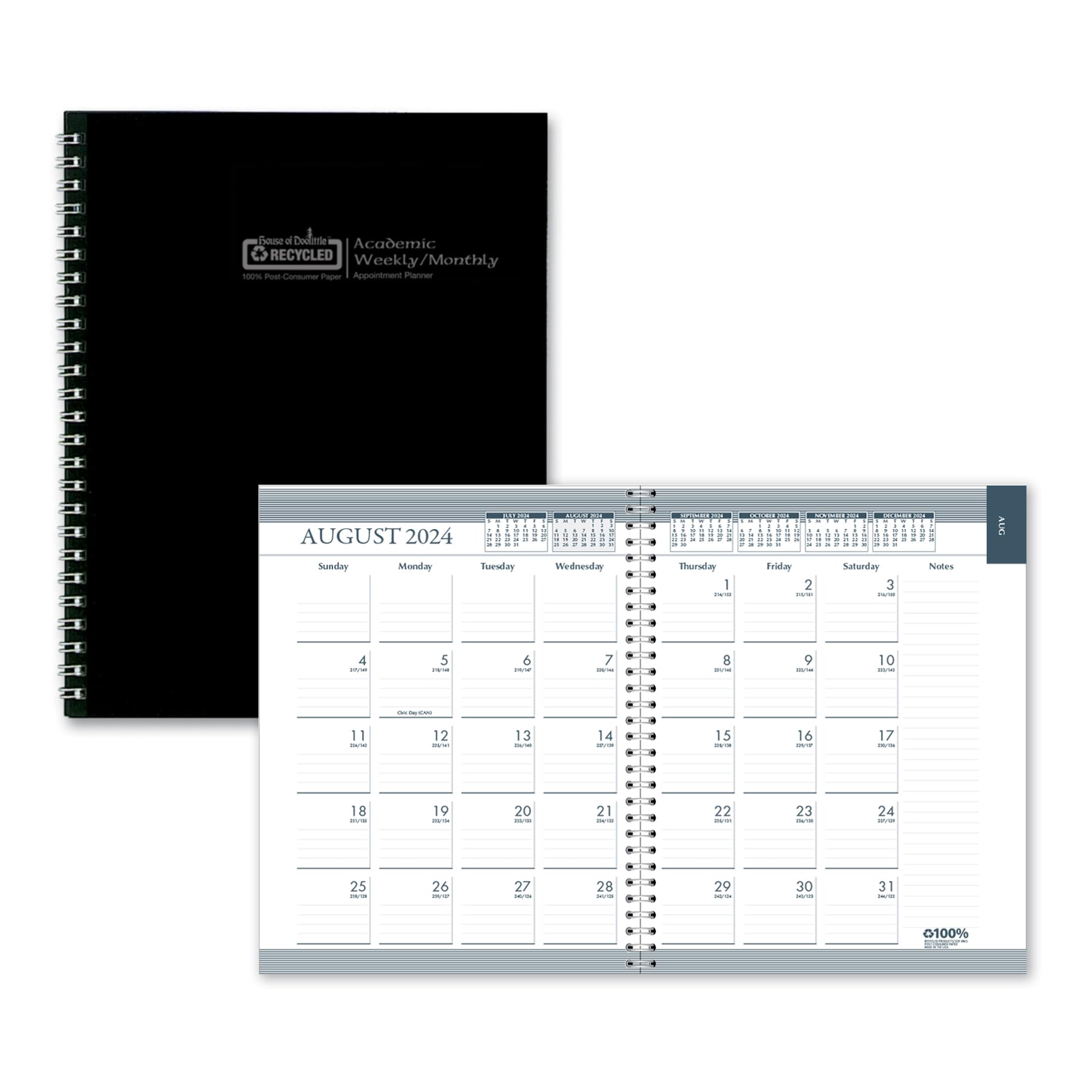House of Doolittle 2024-2025 Weekly & Monthly Academic Planner - 7 x 9 Inches Black Calendar Organizer (August-July, HOD295532-25) - Perfect for Students, Teachers & Office Professionals