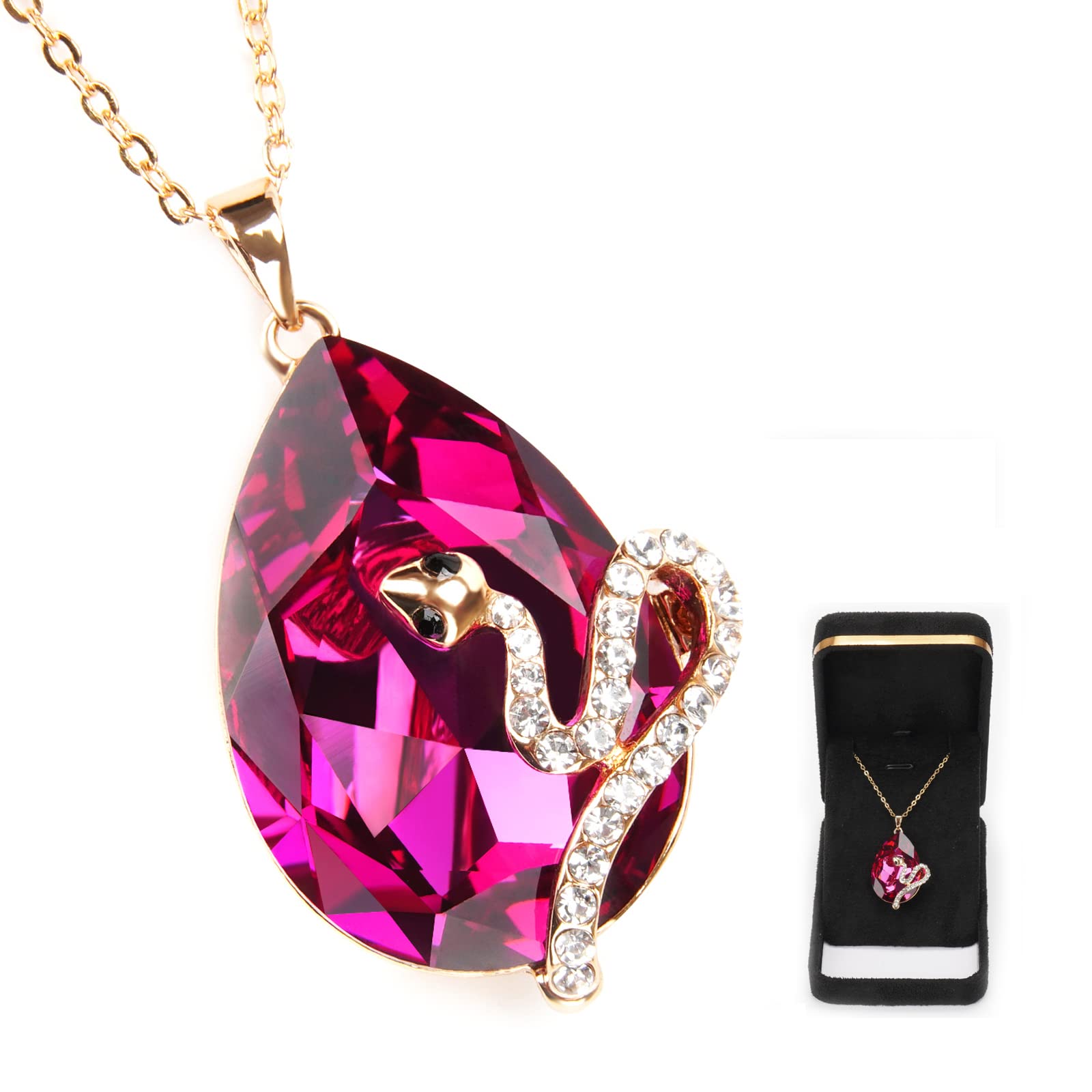 FLPHIL Crystal Pendant Necklace for Women - Elegant Snake Design Rose Gold Fashion Jewelry - Perfect for Parties, Weddings & Everyday Wear
