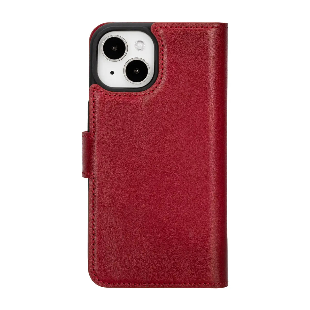 Premium Burnished Red Leather Magnetic Case for iPhone 15 - Slim Protective Cover with Strong MagSafe Compatibility | Perfect for Work, Travel & Everyday Use