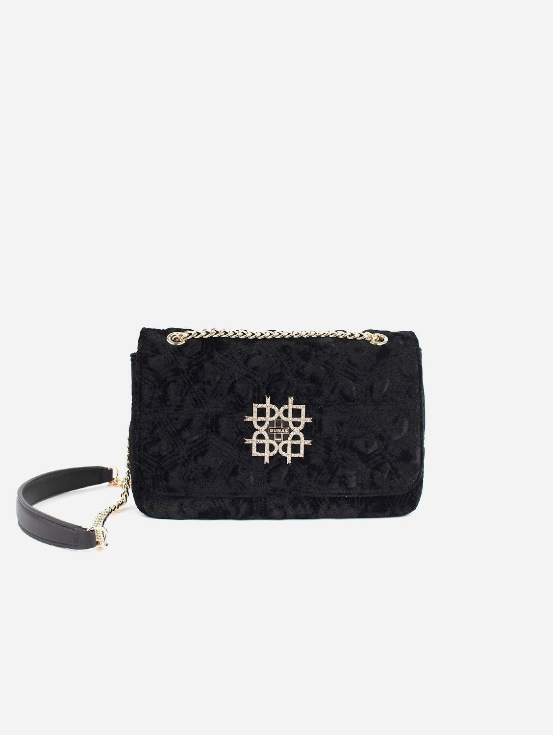 Broadway Vegan Velvet Jacquard Shoulder Bag for Women - Elegant Black Crossbody Purse | Perfect for Work, Travel & Evening Events