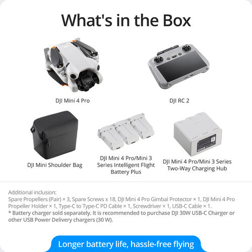 DJI Mini 4 Pro Drone with RC 2 Controller, Fly More Combo Plus - 4K Camera, 34 Mins Flight Time, Lightweight Foldable Drone for Aerial Photography, Travel & Outdoor Adventures