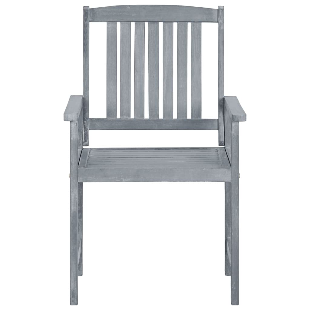 FAMIROSA 2-Piece Gray Acacia Wood Patio Chairs with Cushions - Outdoor Garden Furniture Set for Backyard, Poolside & Deck (36 lbs)
