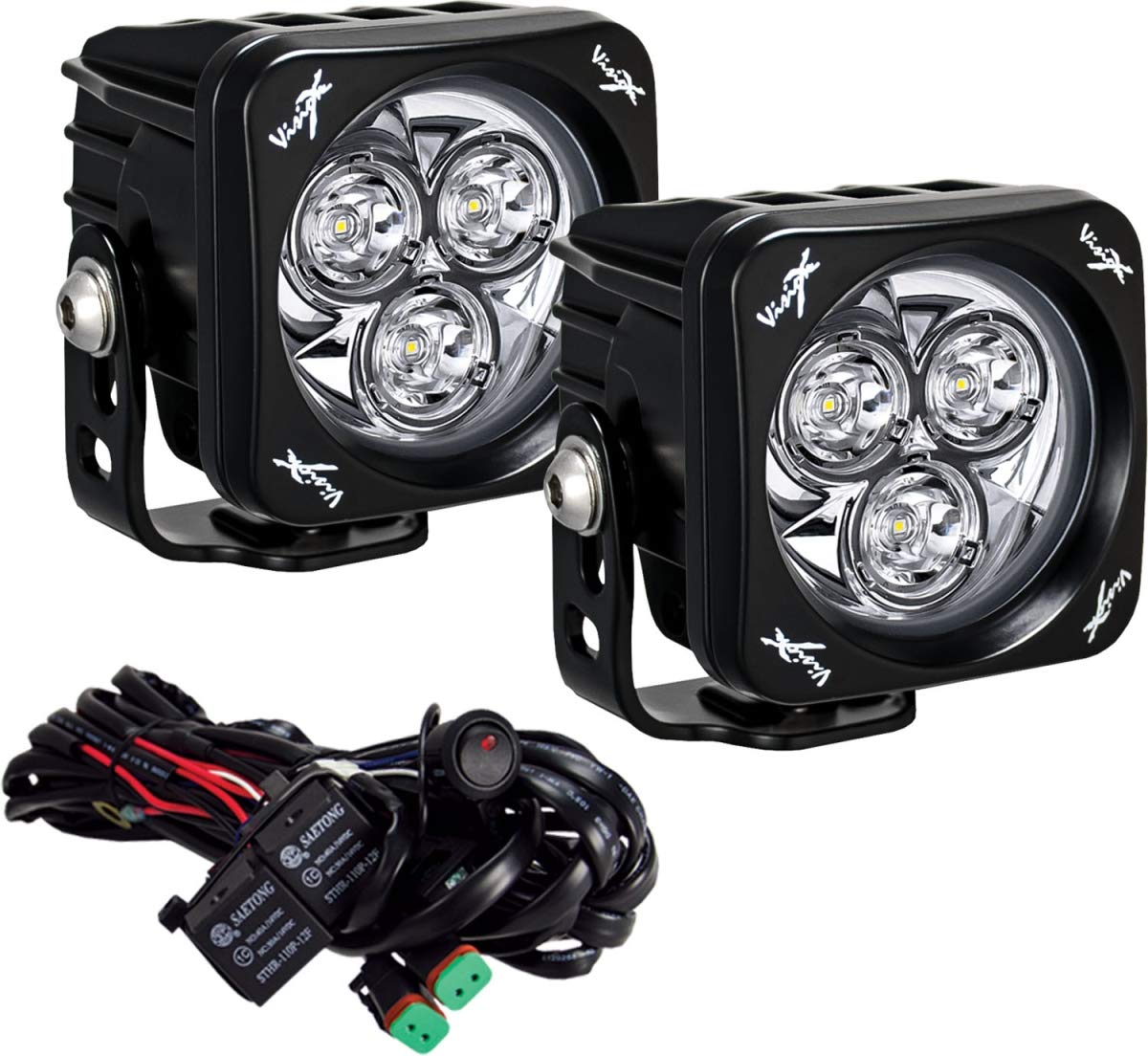 Vision X Lighting CG2-OPM310KIT 3.0 Inch Square 3 LED Off-Road Light Bar Kit - Pair of 2 for Trucks, Jeeps & ATVs - Waterproof LED Pod Lights for Off-Roading, Camping & Night Driving