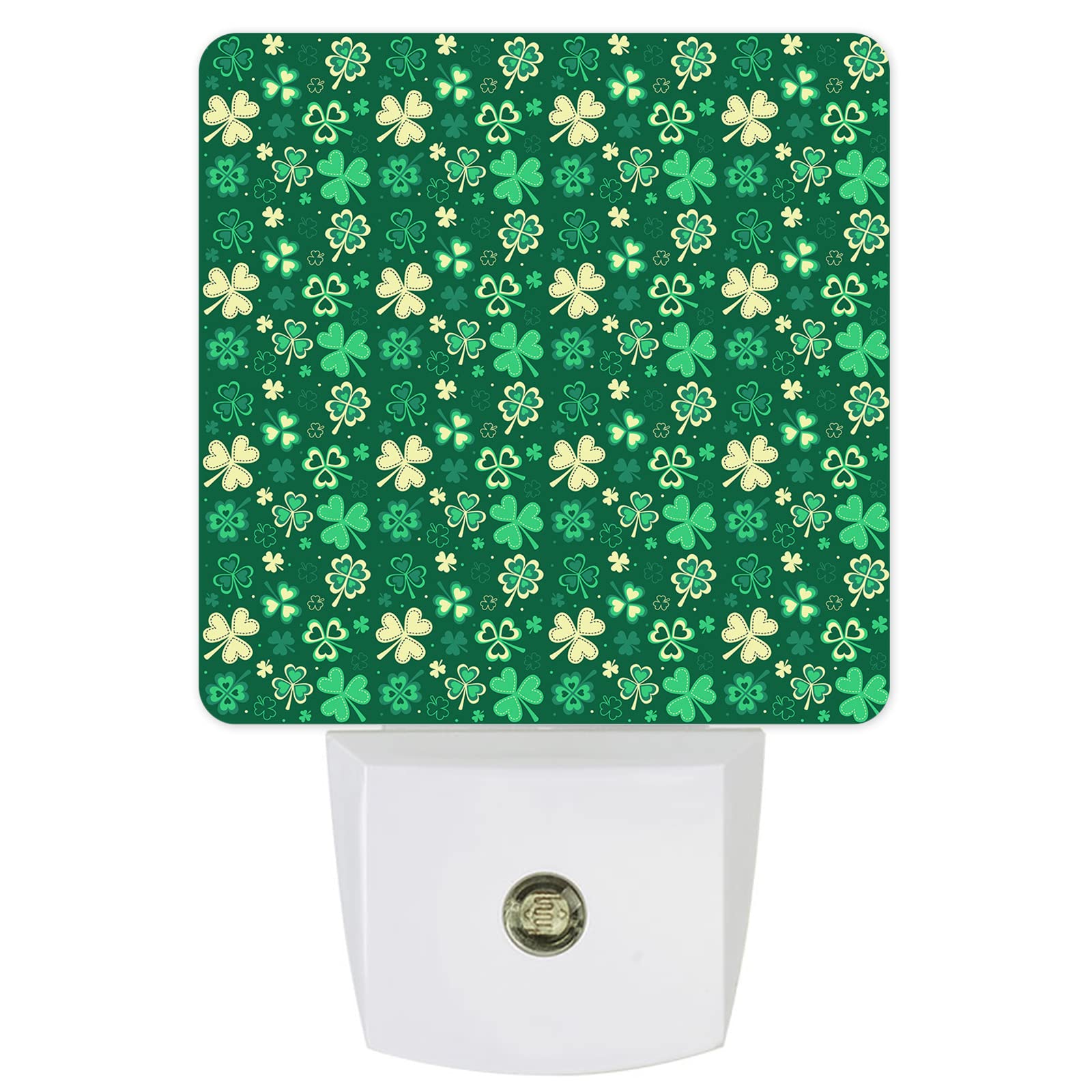 LED Night Light Plug in with Auto Sensor - St. Patrick's Day Shamrock Clover Green Night Lamp for Kids, Bedroom, Bathroom, Hallway | Energy Efficient Nightlight for Nursery, Kitchen, Stairs & Home Decor