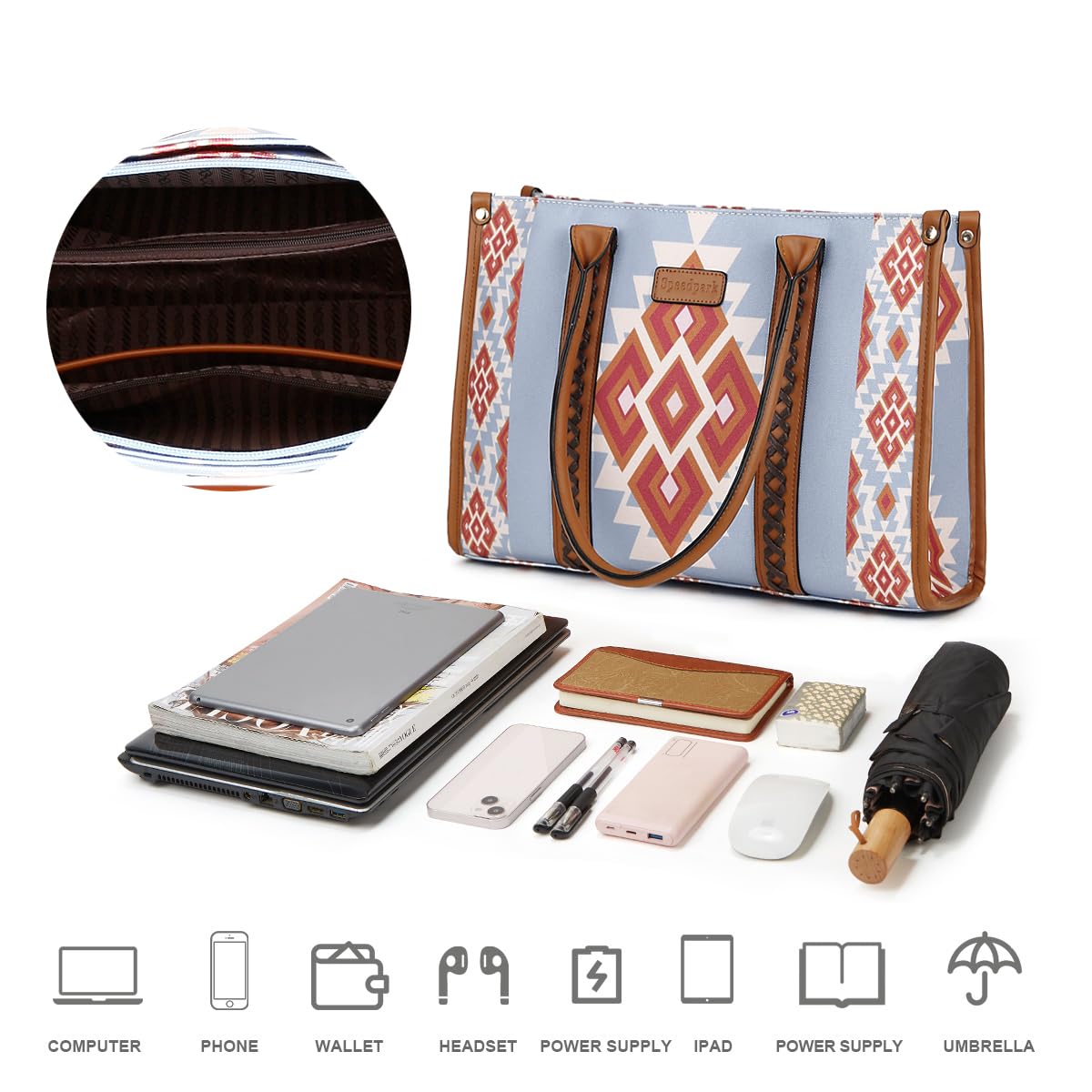 Stylish Vintage Boho Women's Travel Tote Bag - Large Work Shoulder Purse for Everyday Use, Office & Weekend Getaways
